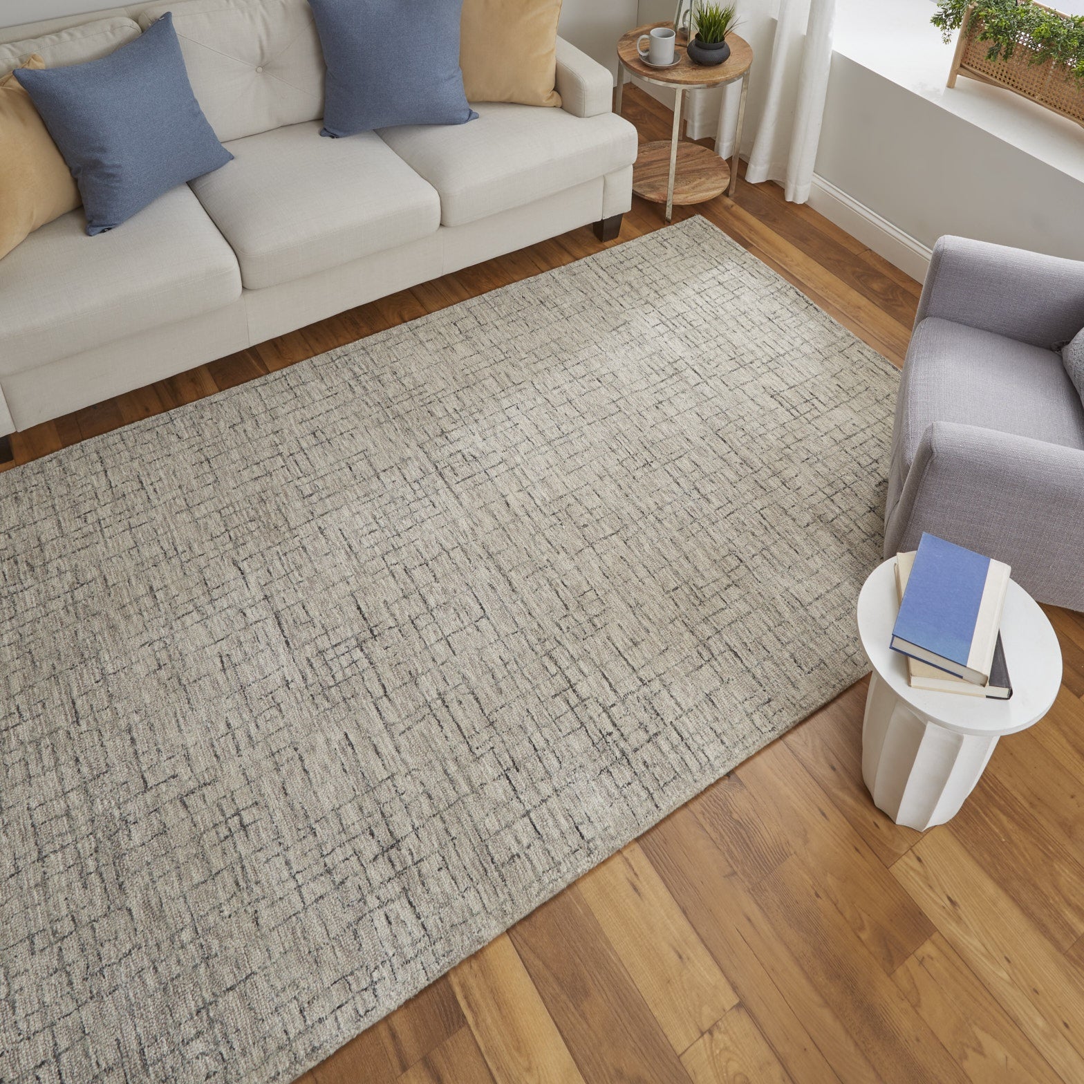 Belfort Transitional Solid - Ivory/Gray/Taupe Area Rug
