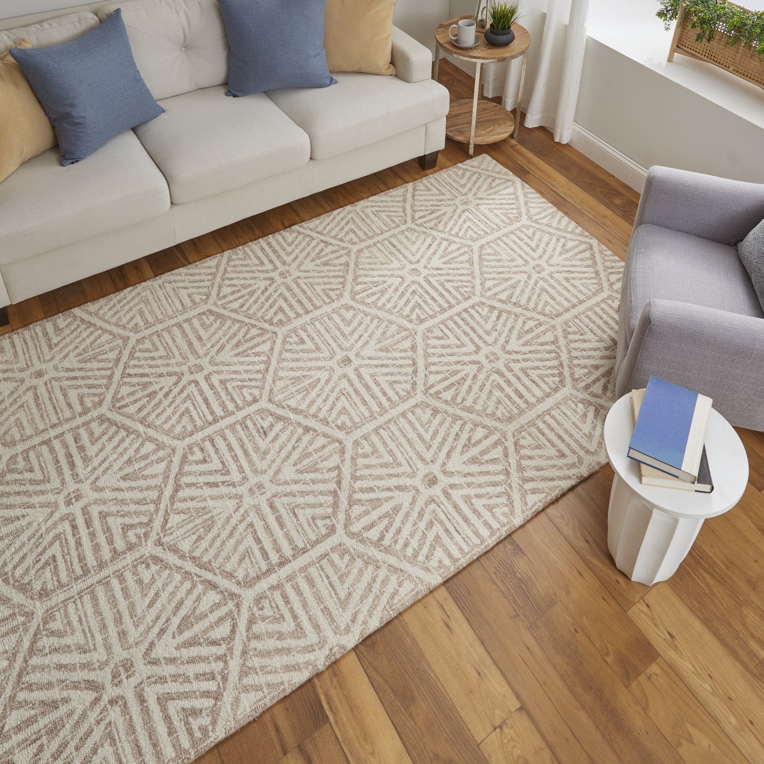 Rhett Transitional Geometric - Ivory/Taupe