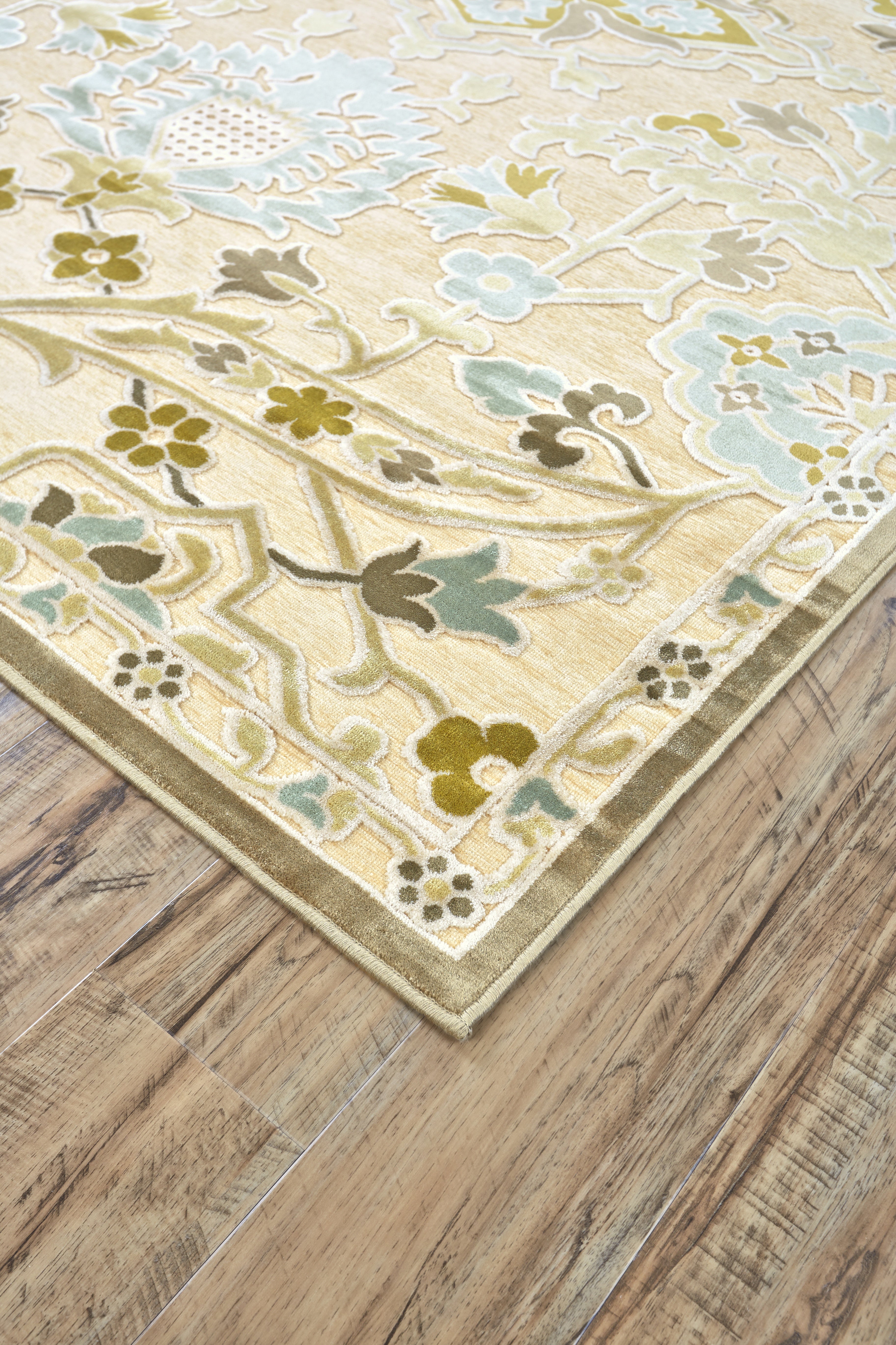 Saphir Mah Modern Floral & Botanical - Tan/Gray/Blue
