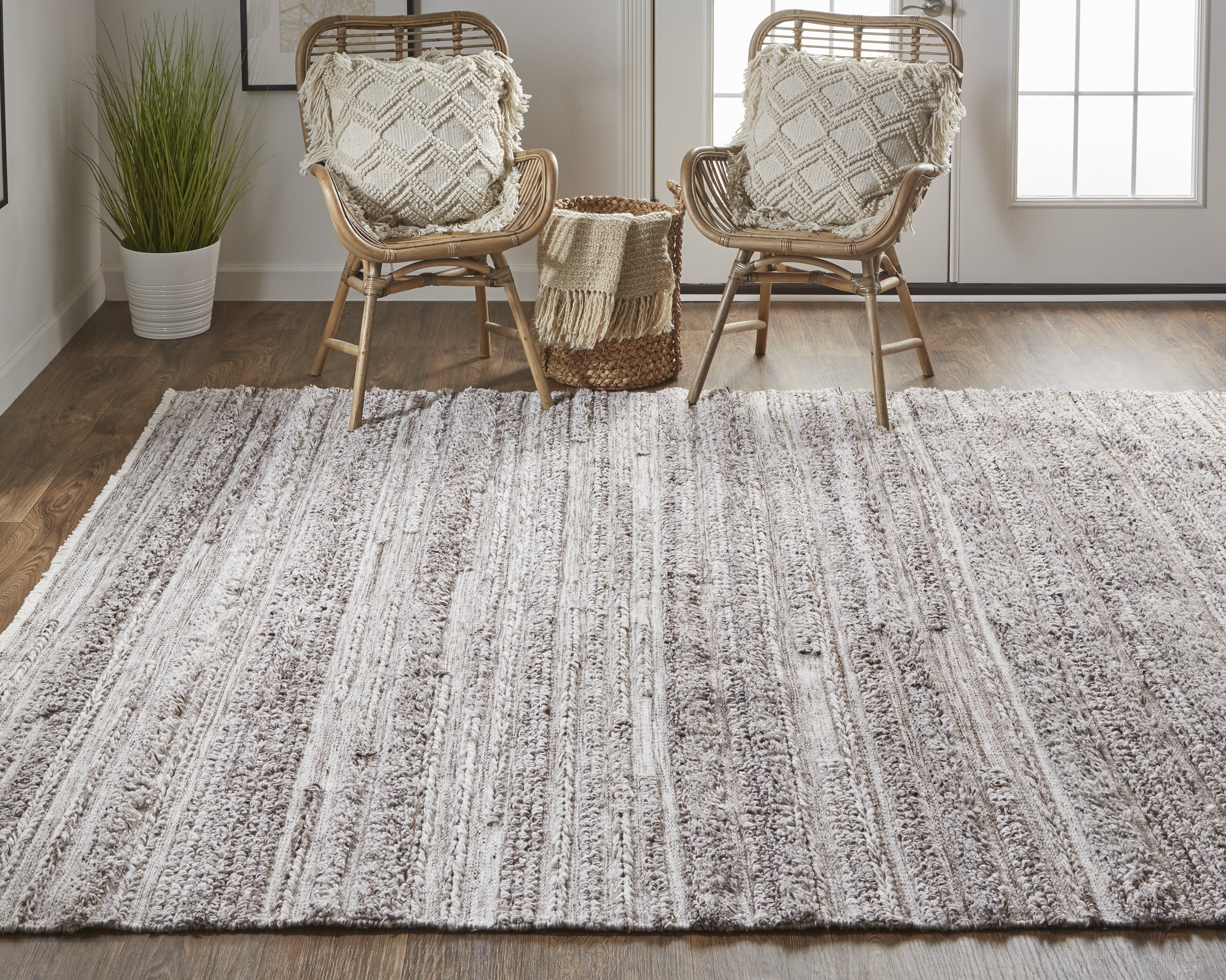 Alden Transitional Stripes - Taupe/Brown/Ivory