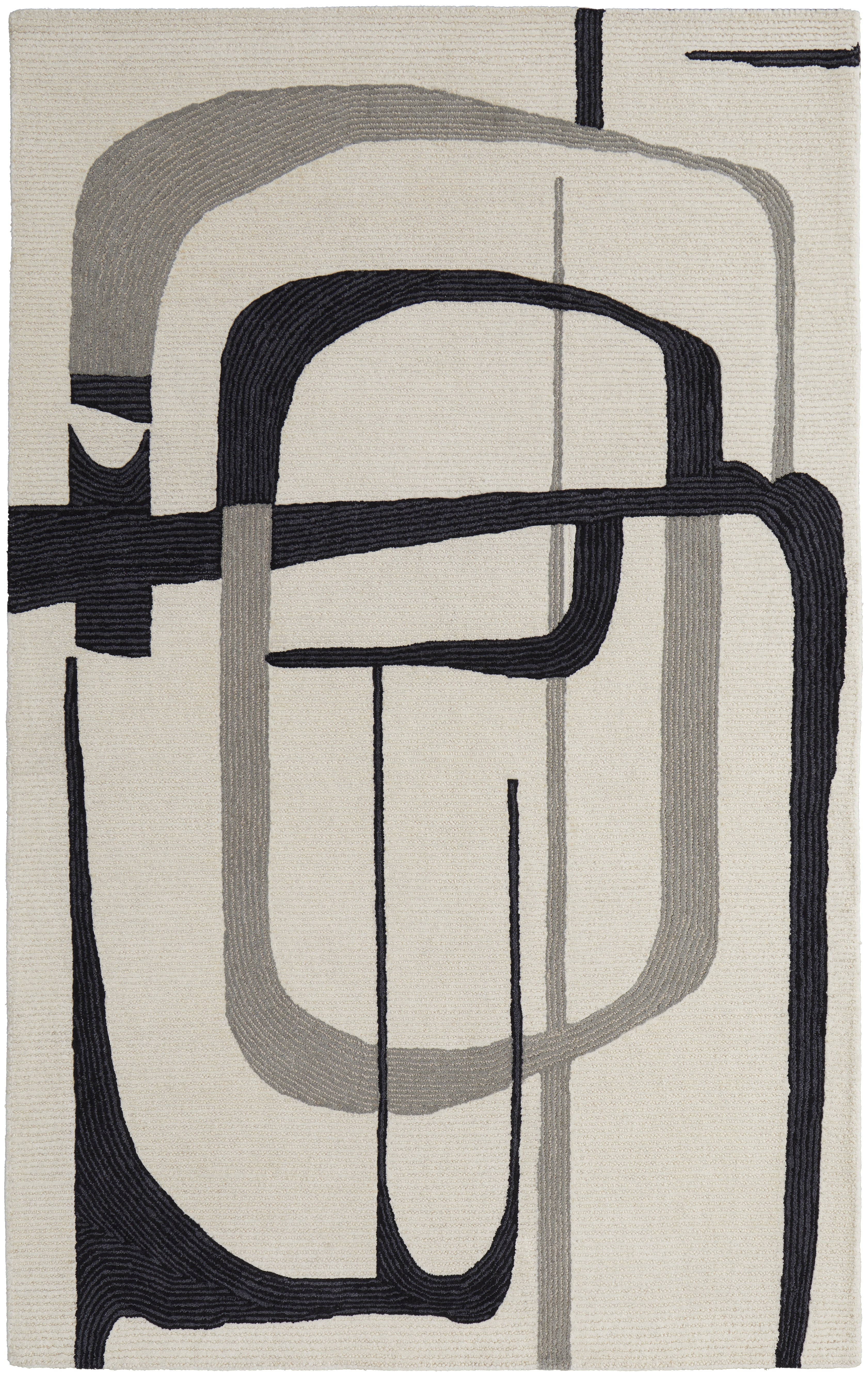 Maguire Transitional Abstract - Ivory/Gray/Black Area Rug
