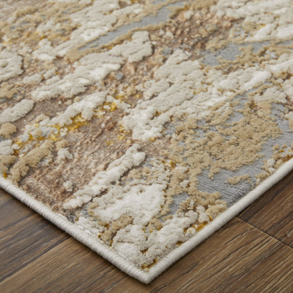 Aura Modern Abstract - Ivory/Gold/Brown Area Rug