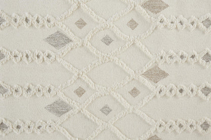 Anica Transitional Trellis & Lattice - Ivory/Tan/Silver Area Rug