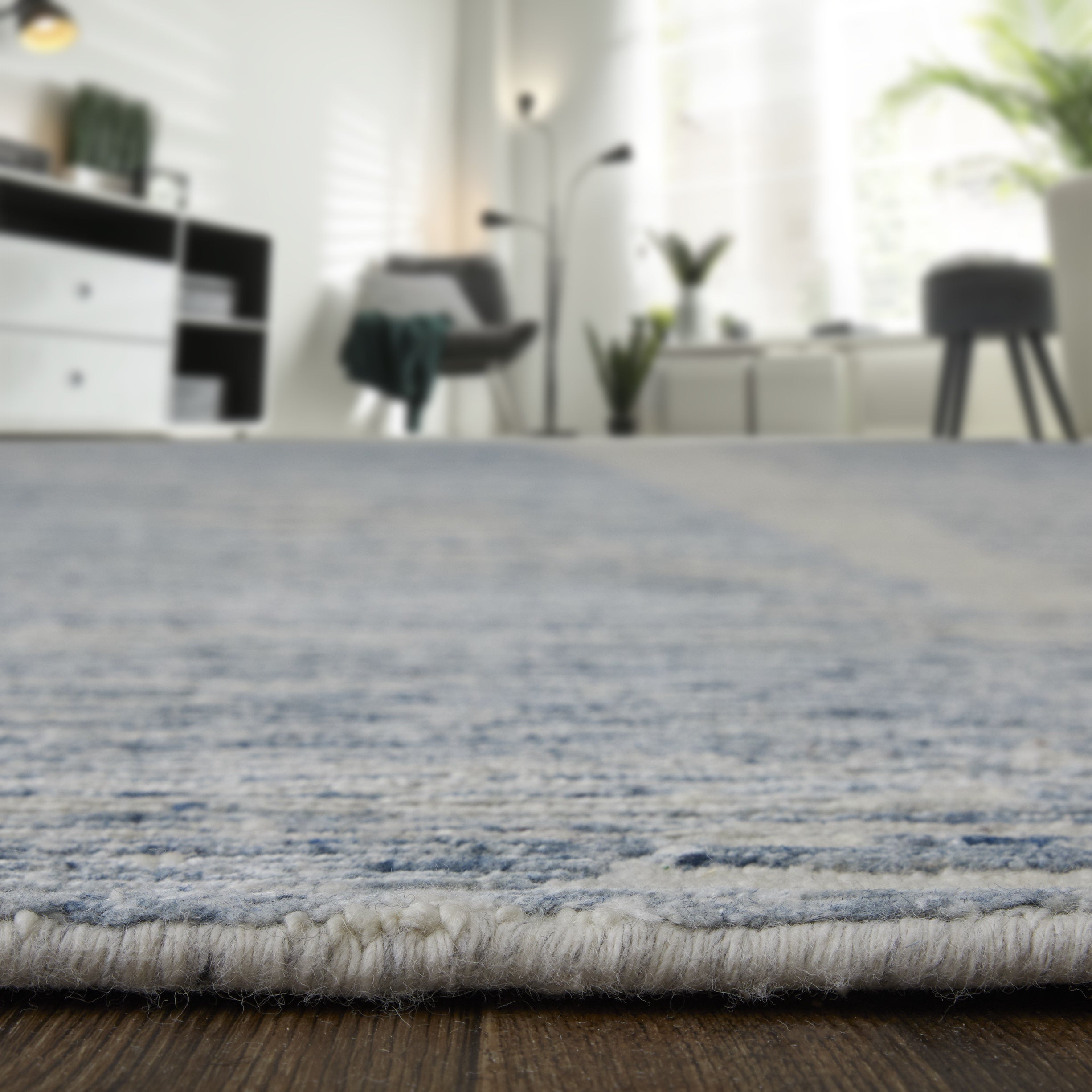 Brighton Modern Abstract - Ivory/Blue/Silver Area Rug