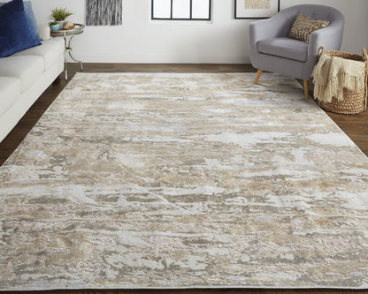Laina Transitional Abstract - Tan/Ivory/Pink Area Rug