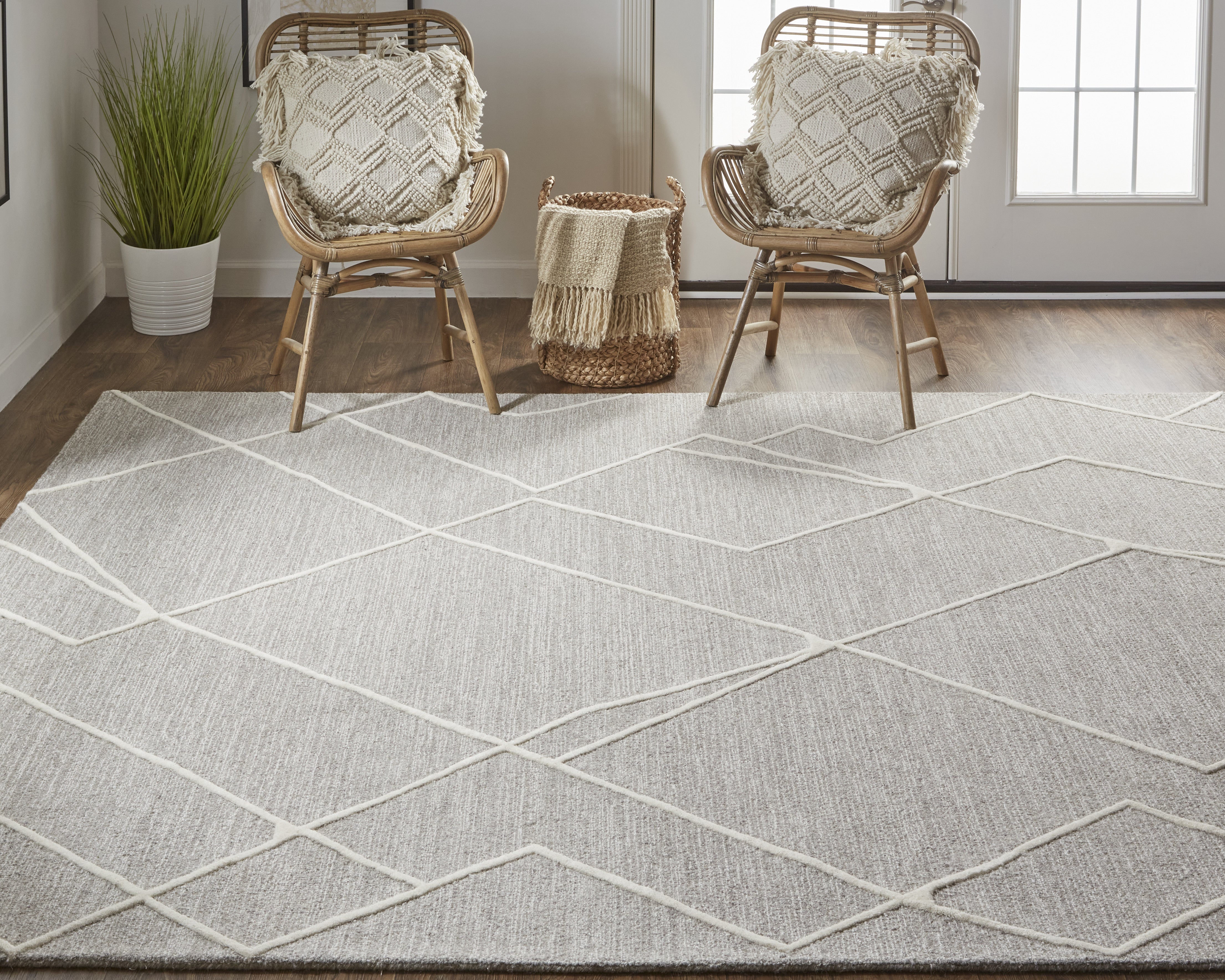 Euclid Transitional Abstract - Taupe/Ivory/Gray Area Rug