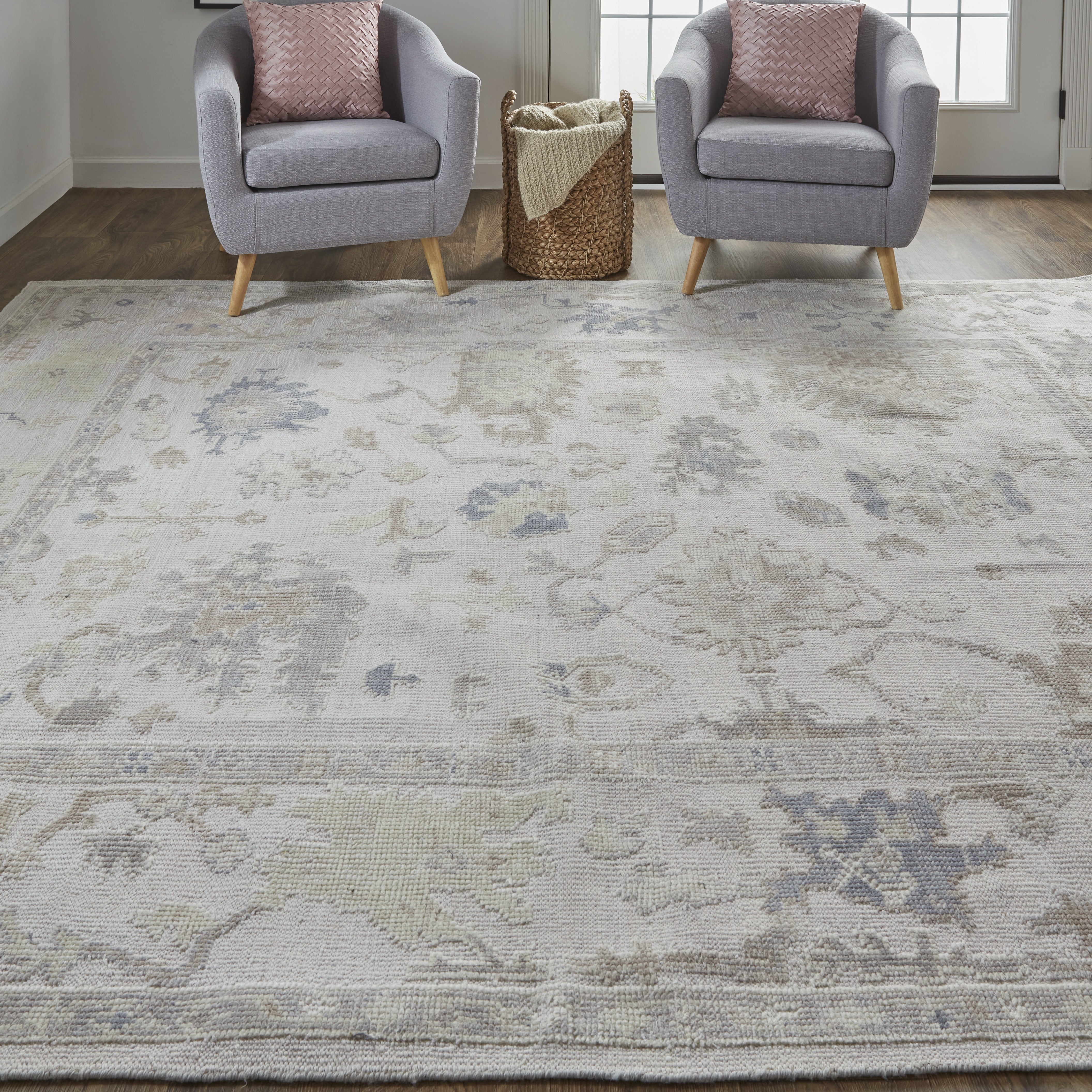 Wendover Transitional Floral & Botanical - Tan/Ivory/Orange Area Rug