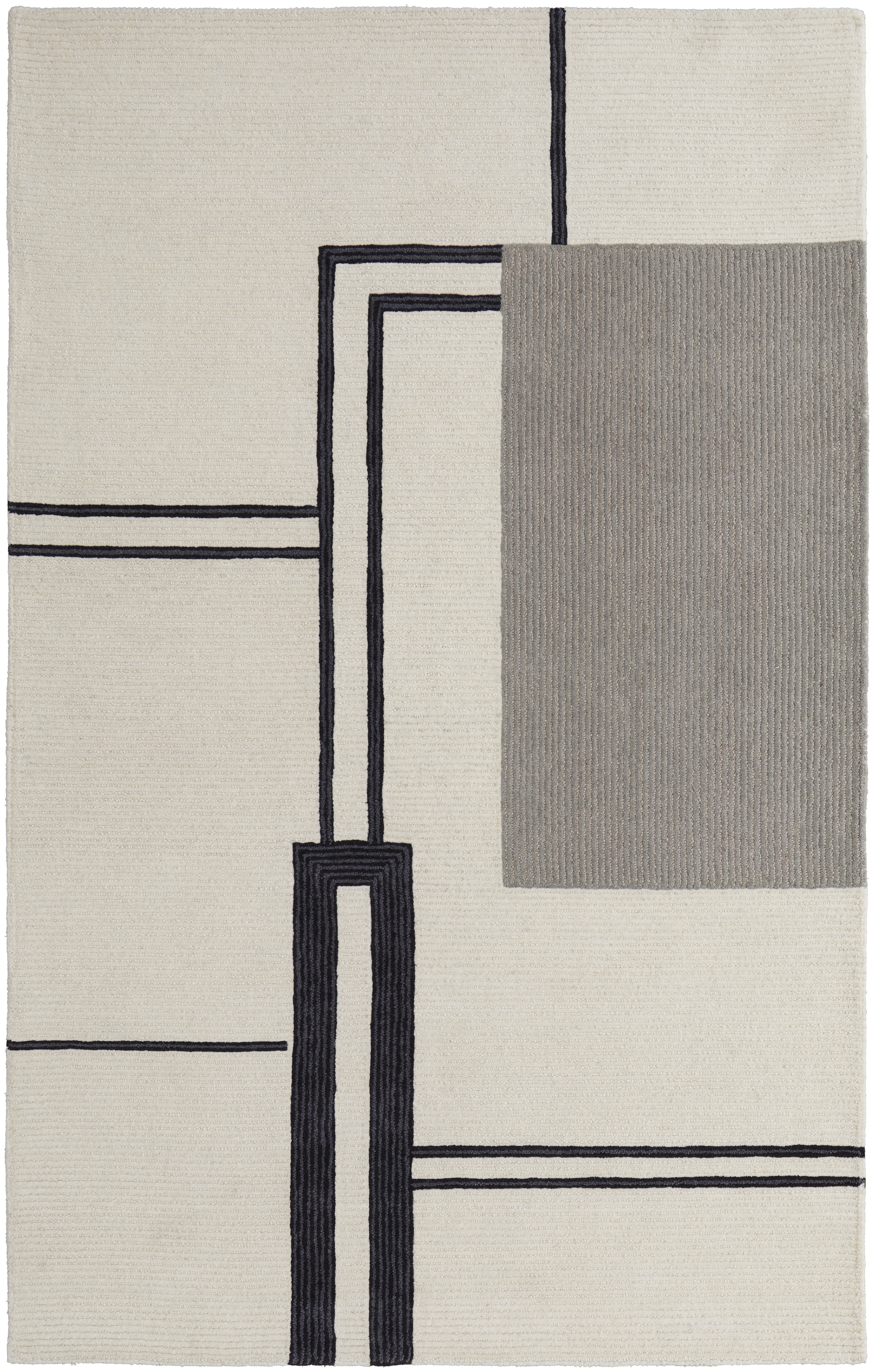 Maguire Transitional Abstract - Ivory/Gray/Black Area Rug