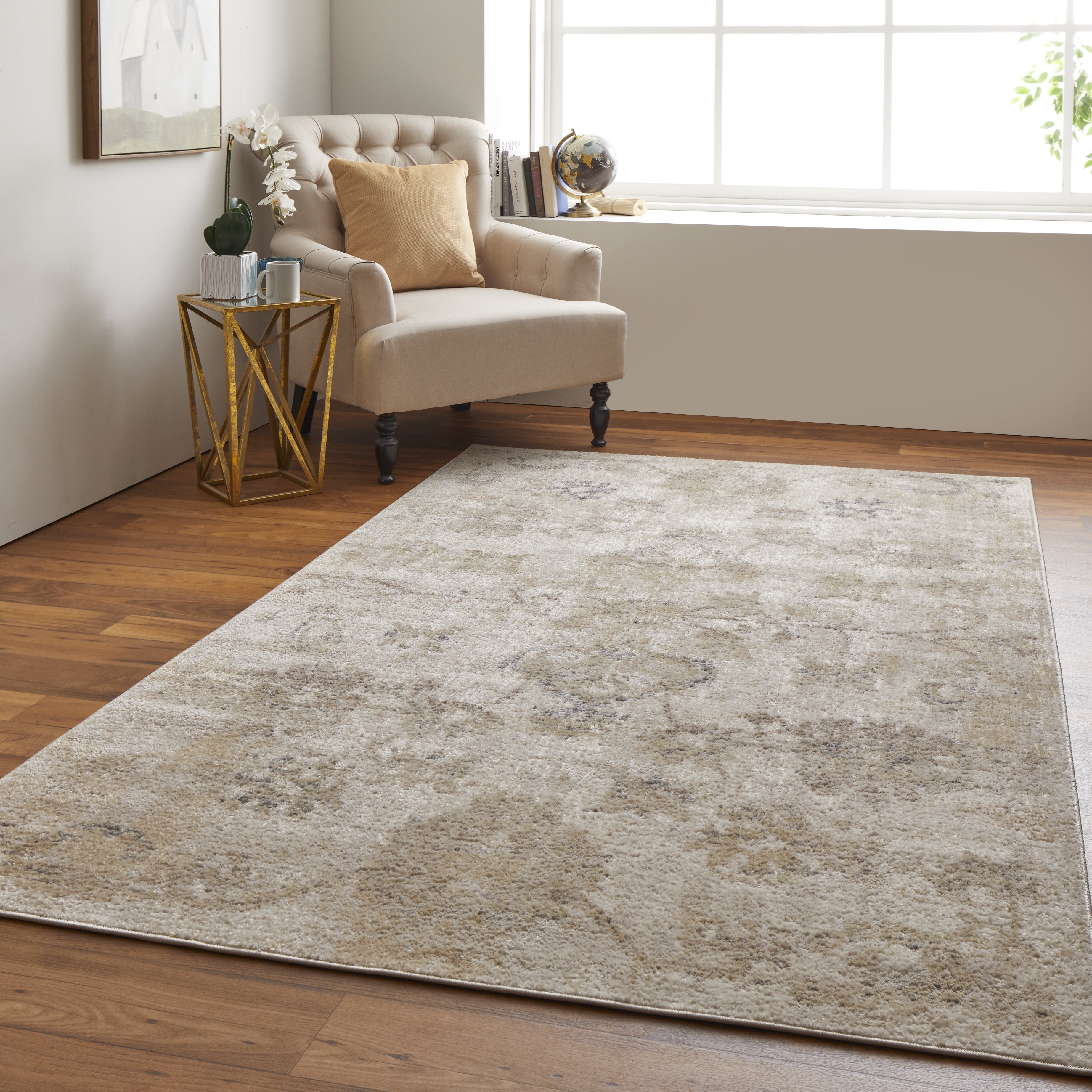 Camellia Transitional Floral & Botanical - Ivory/Gray