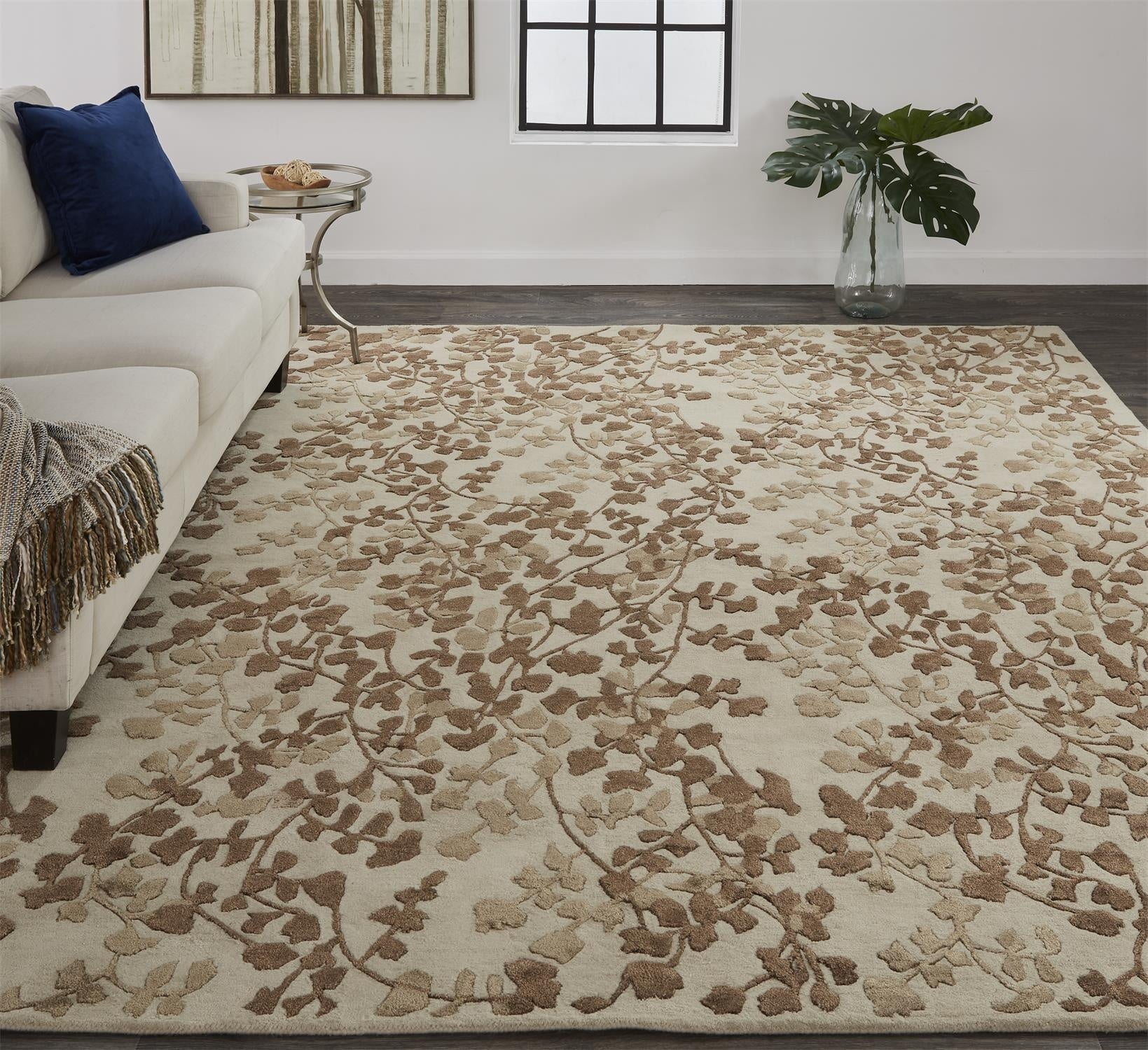 Bella Transitional Floral & Botanical - Ivory/Taupe/Brown