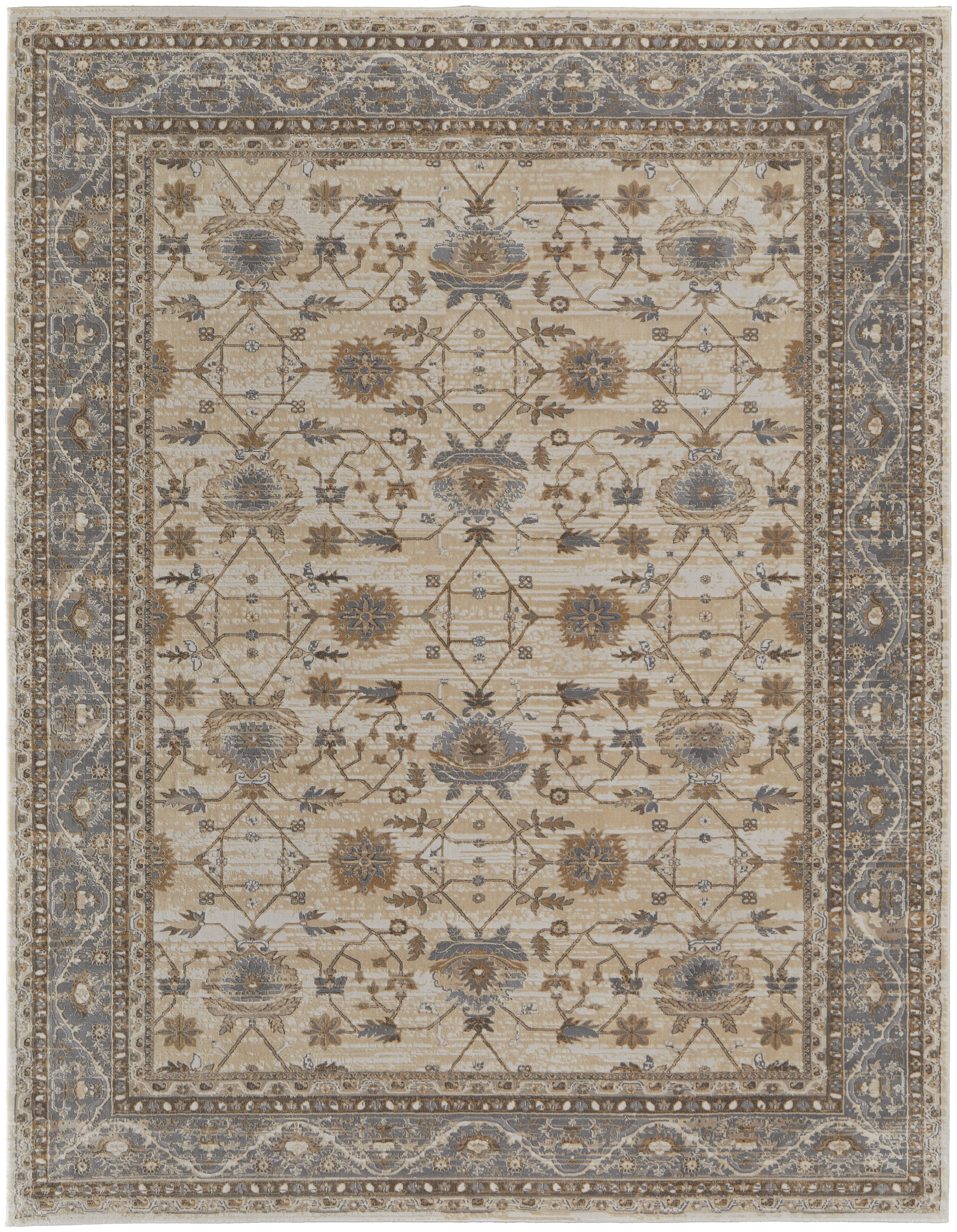 Celene Traditional Bordered - Tan/Ivory/Gray Area Rug