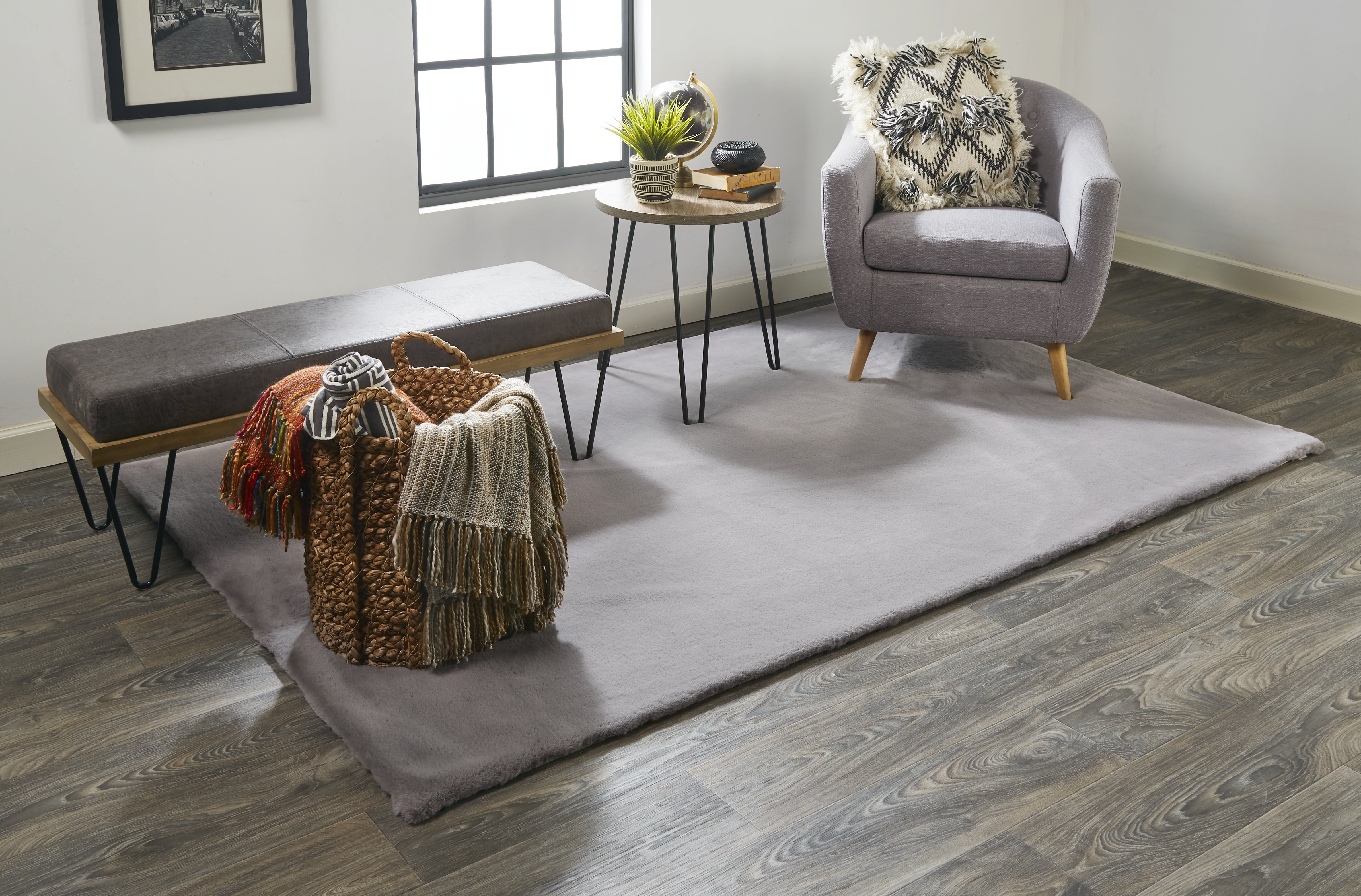 Luxe Velour Modern Solid - Taupe/Gray Area Rug