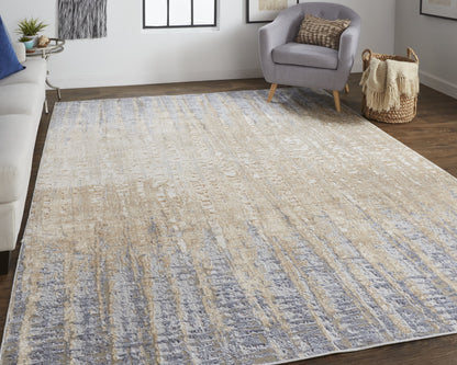 Laina Transitional Gradient & Ombre - Tan/Brown/Blue Area Rug