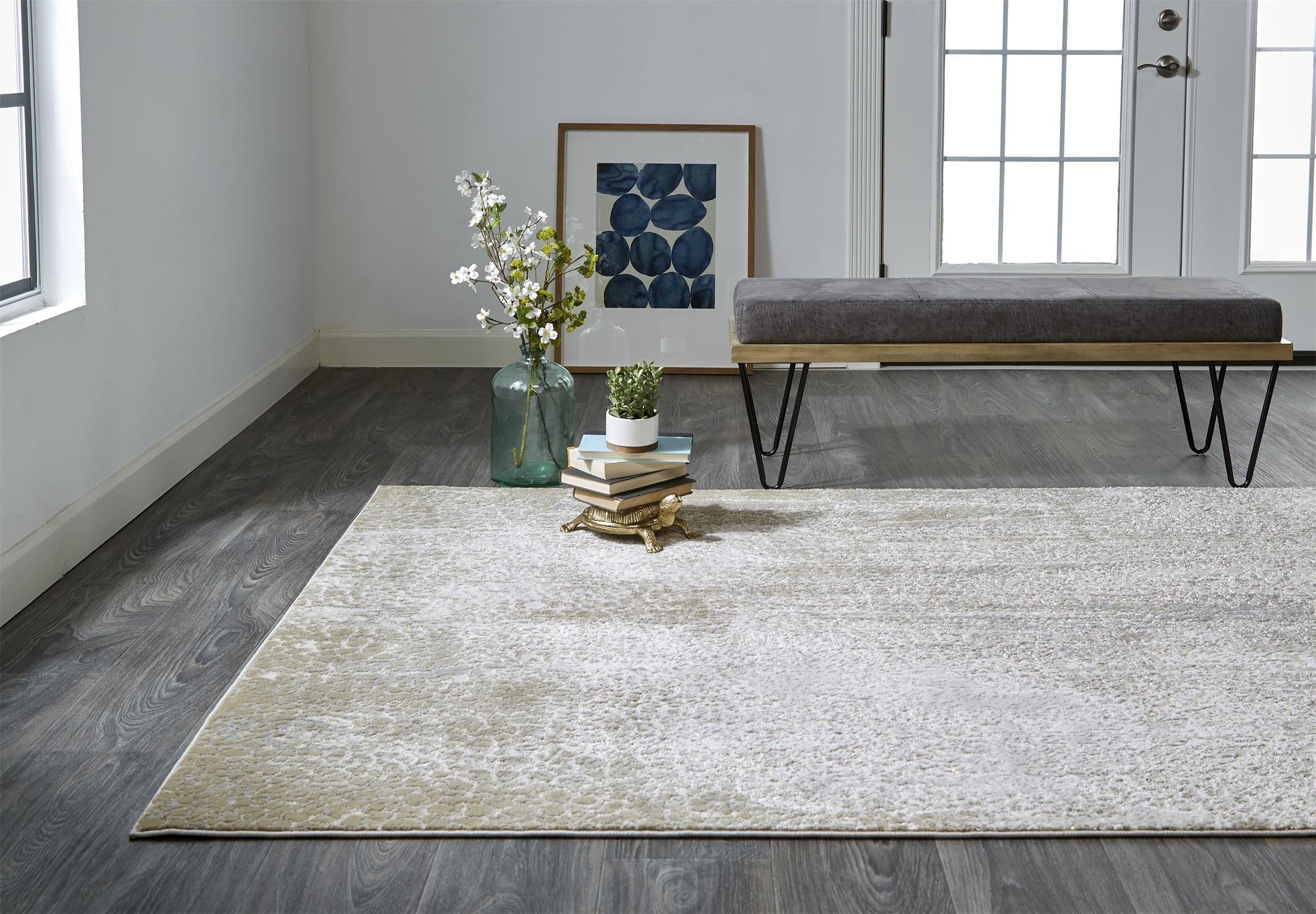Aura Modern Abstract - Ivory/Gray/Gold Area Rug