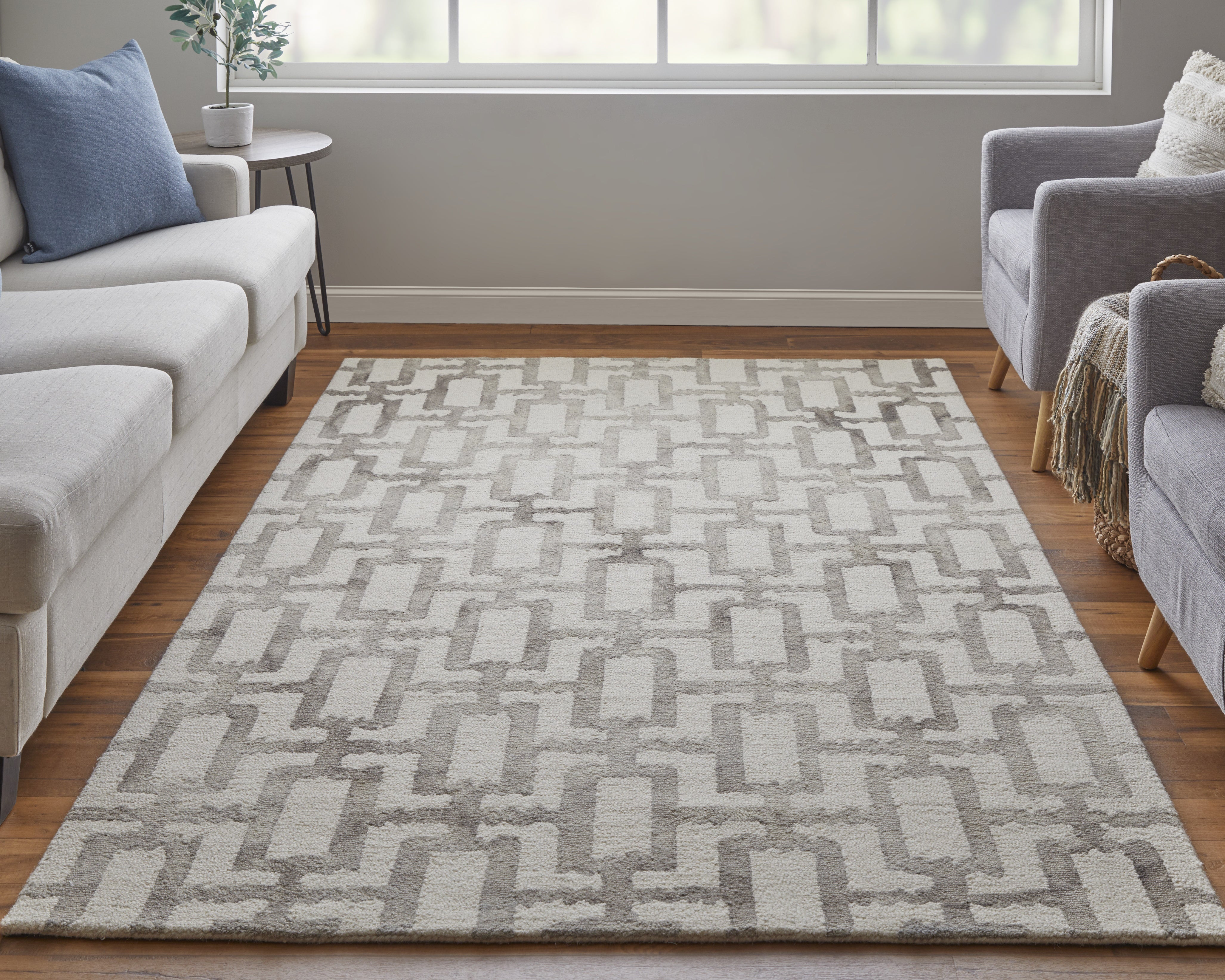 Lorrain Modern Geometric - Ivory/Taupe Area Rug
