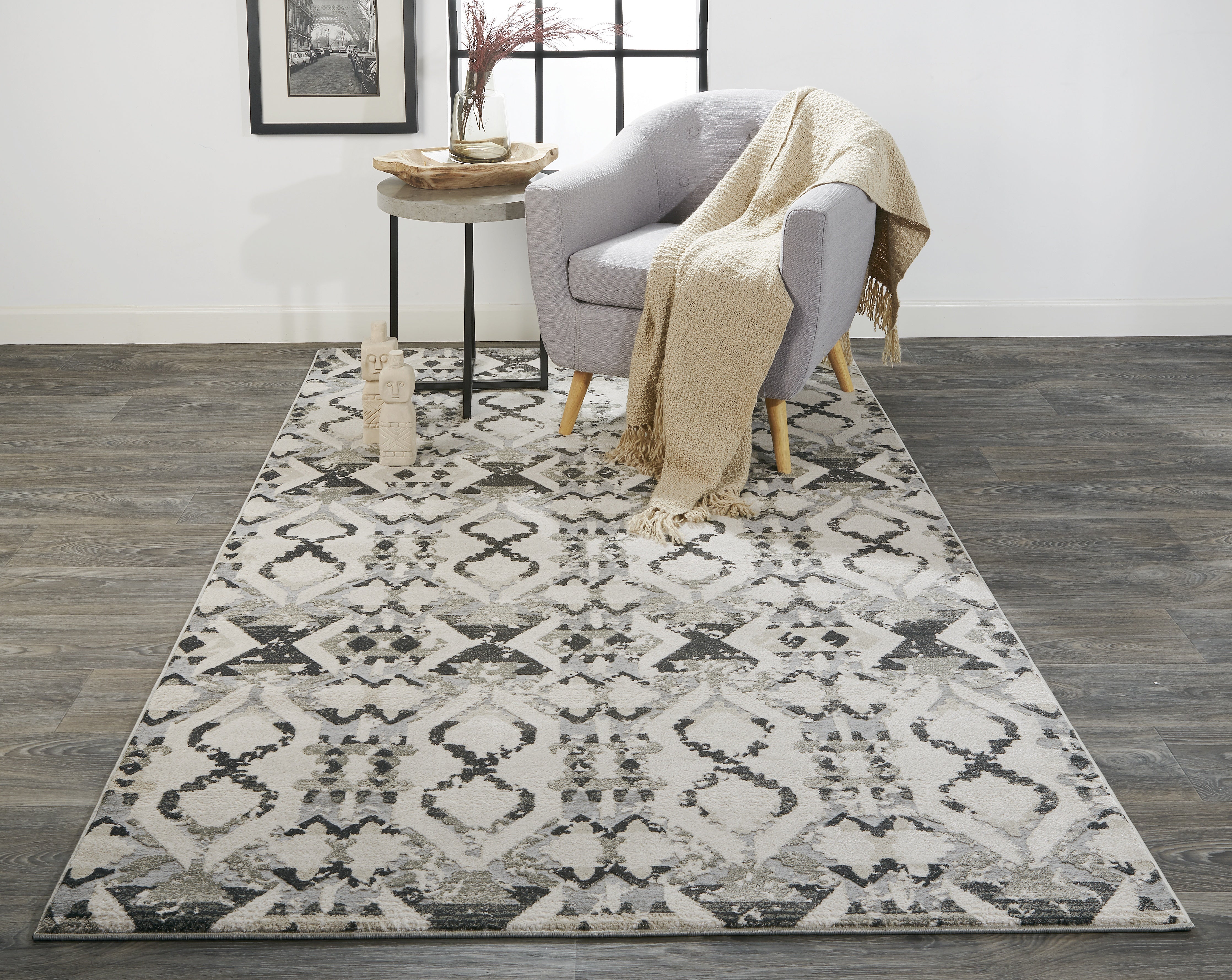 Prasad Modern Geometric - Ivory/Gray