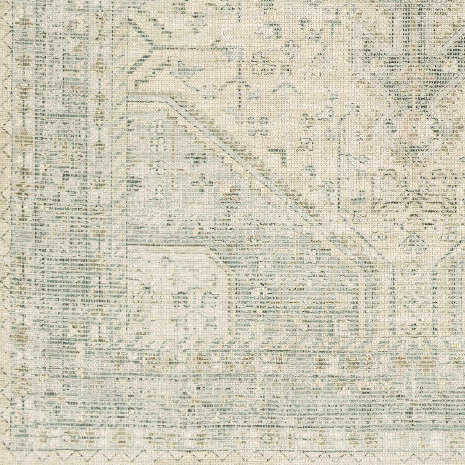 Sage Handwoven Cotton Area Rug with Ornate Artisanal Details