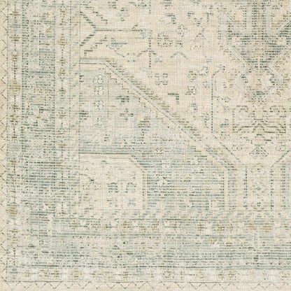 Sage Handwoven Cotton Area Rug with Ornate Artisanal Details