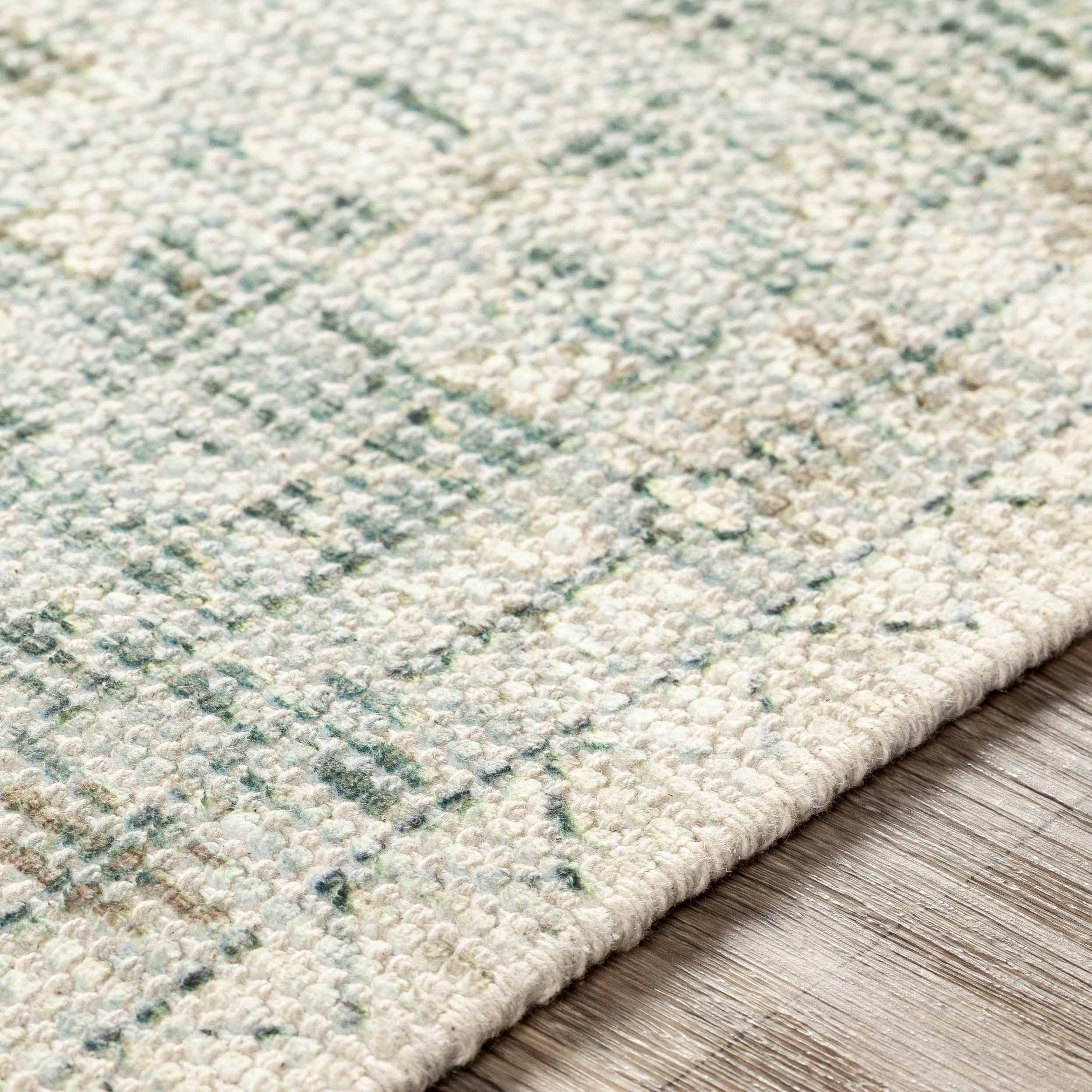 Sage Handwoven Cotton Area Rug with Ornate Artisanal Details