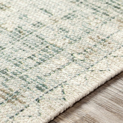 Sage Handwoven Cotton Area Rug with Ornate Artisanal Details
