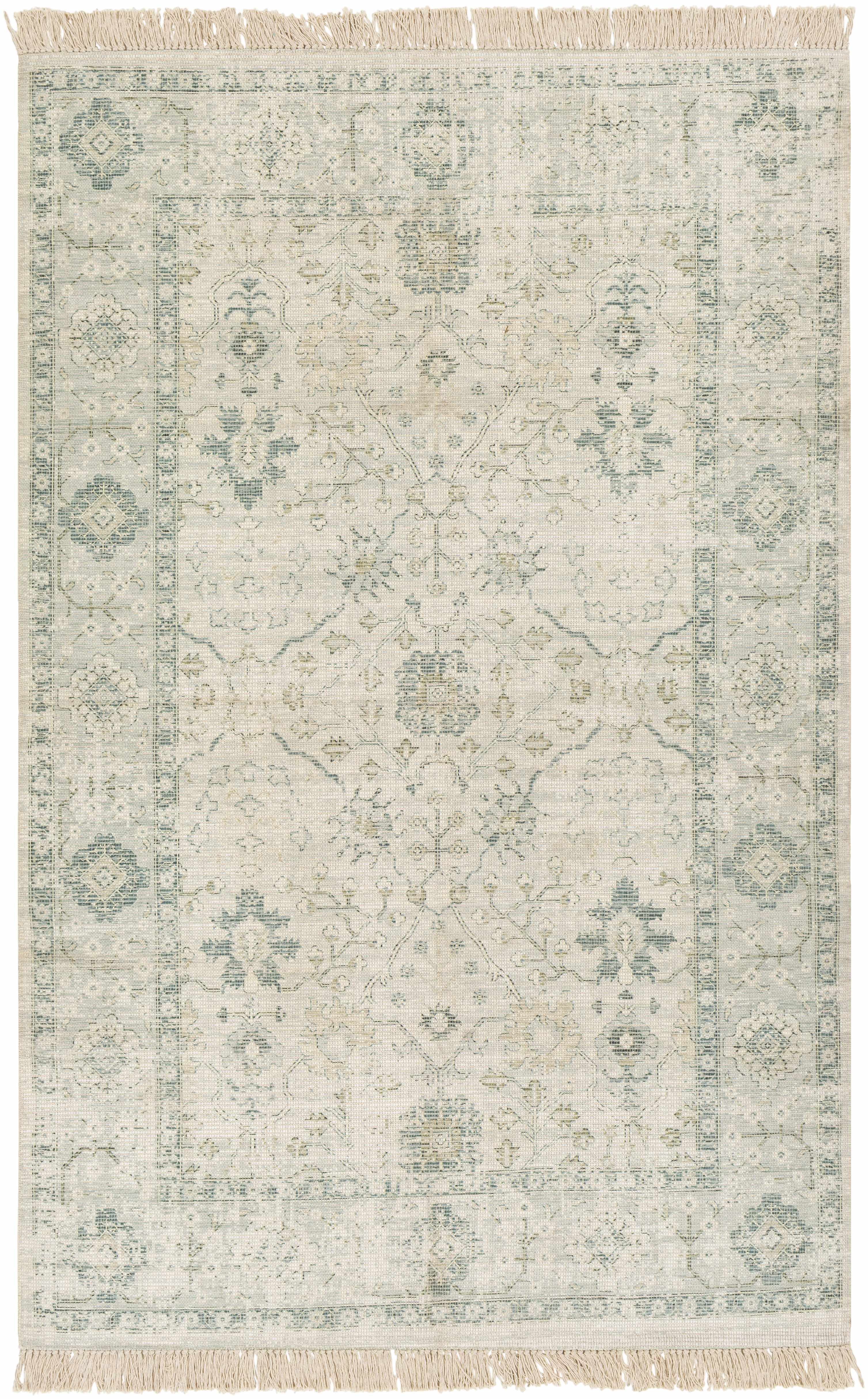 Traditional Stylish Light Olive Handwoven Cotton Area Rug