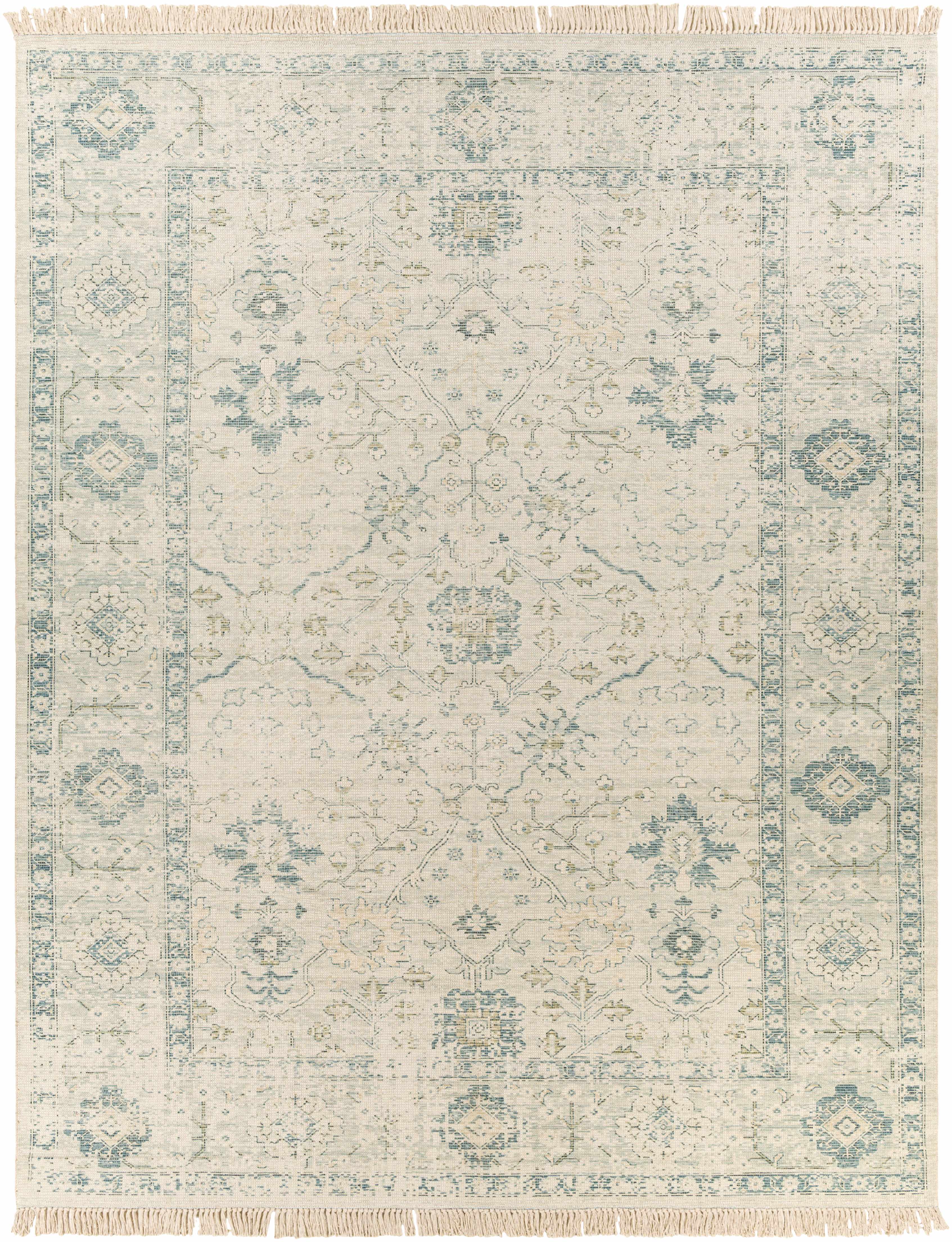 Traditional Stylish Light Olive Handwoven Cotton Area Rug