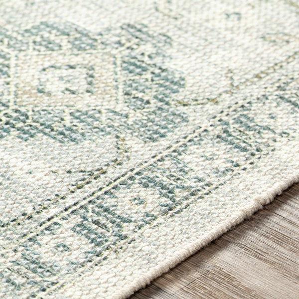 Traditional Stylish Light Olive Handwoven Cotton Area Rug