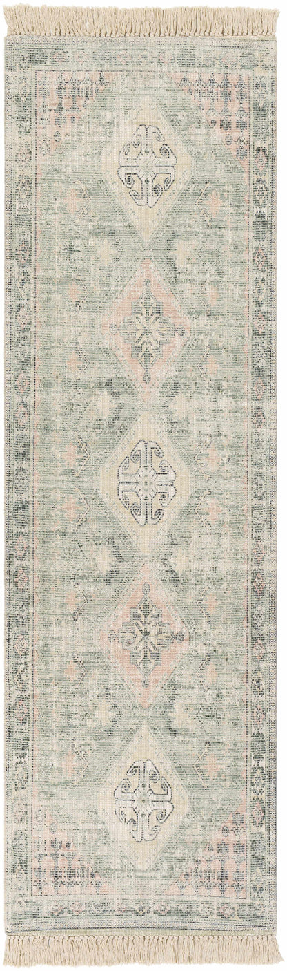 Oriental Modern Sage Handwoven Cotton Area Rug