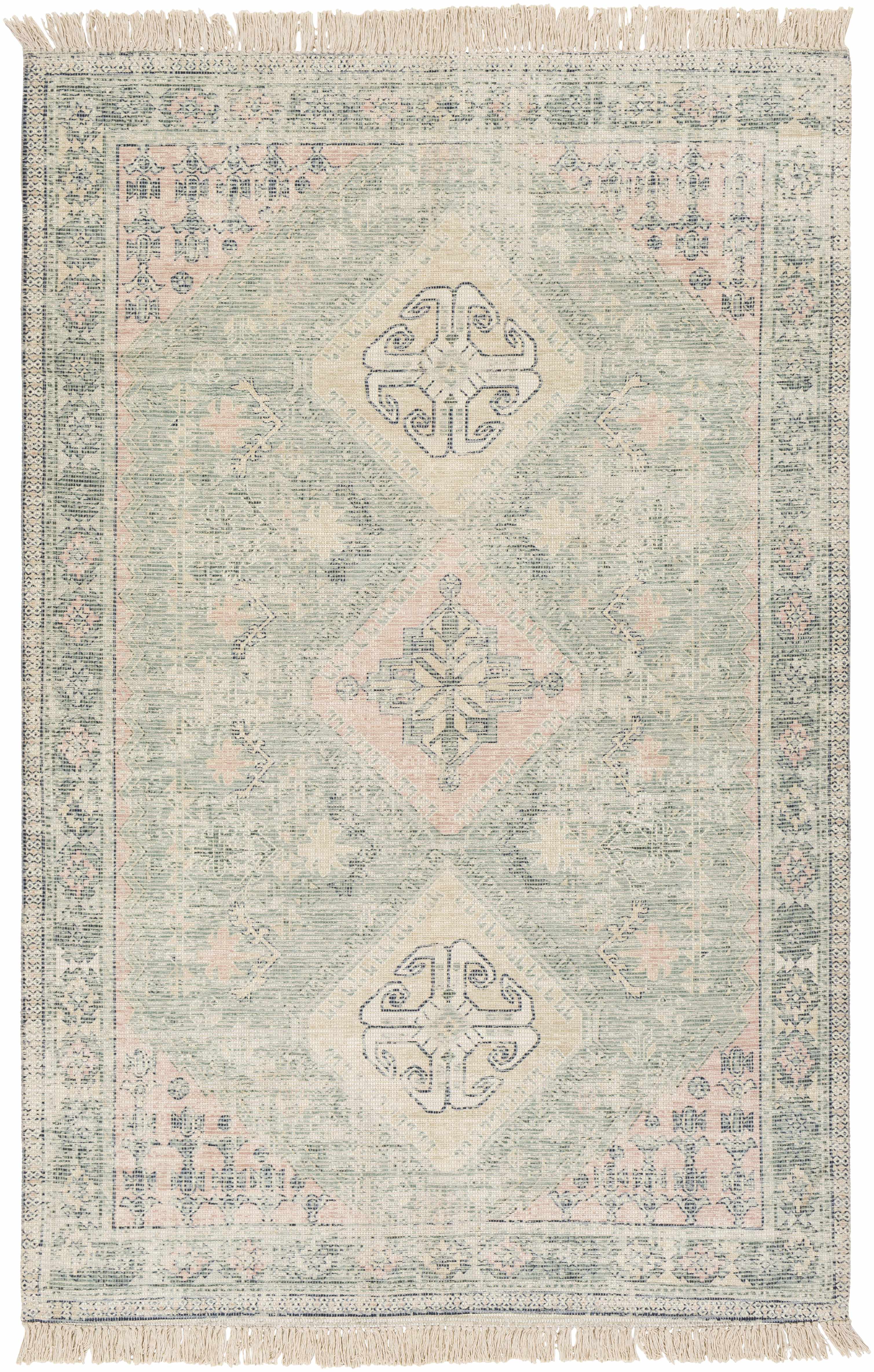 Oriental Modern Sage Handwoven Cotton Area Rug