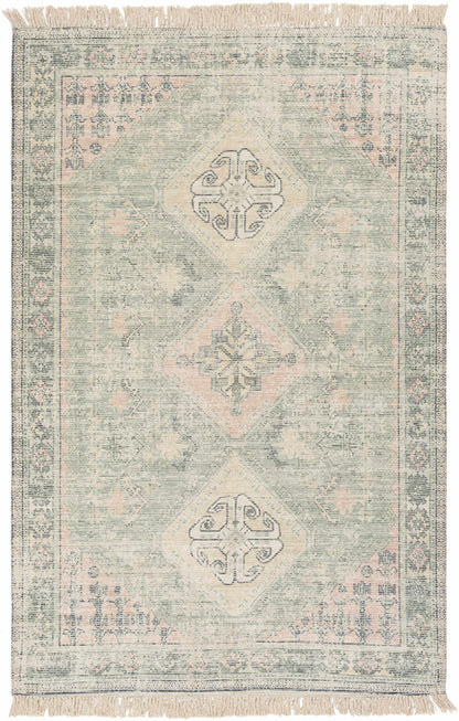 Oriental Modern Sage Handwoven Cotton Area Rug