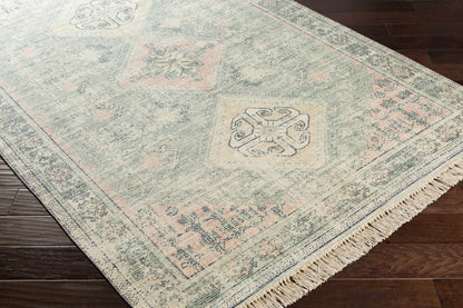 Oriental Modern Sage Handwoven Cotton Area Rug