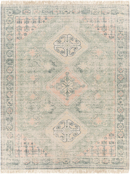 Oriental Modern Sage Handwoven Cotton Area Rug