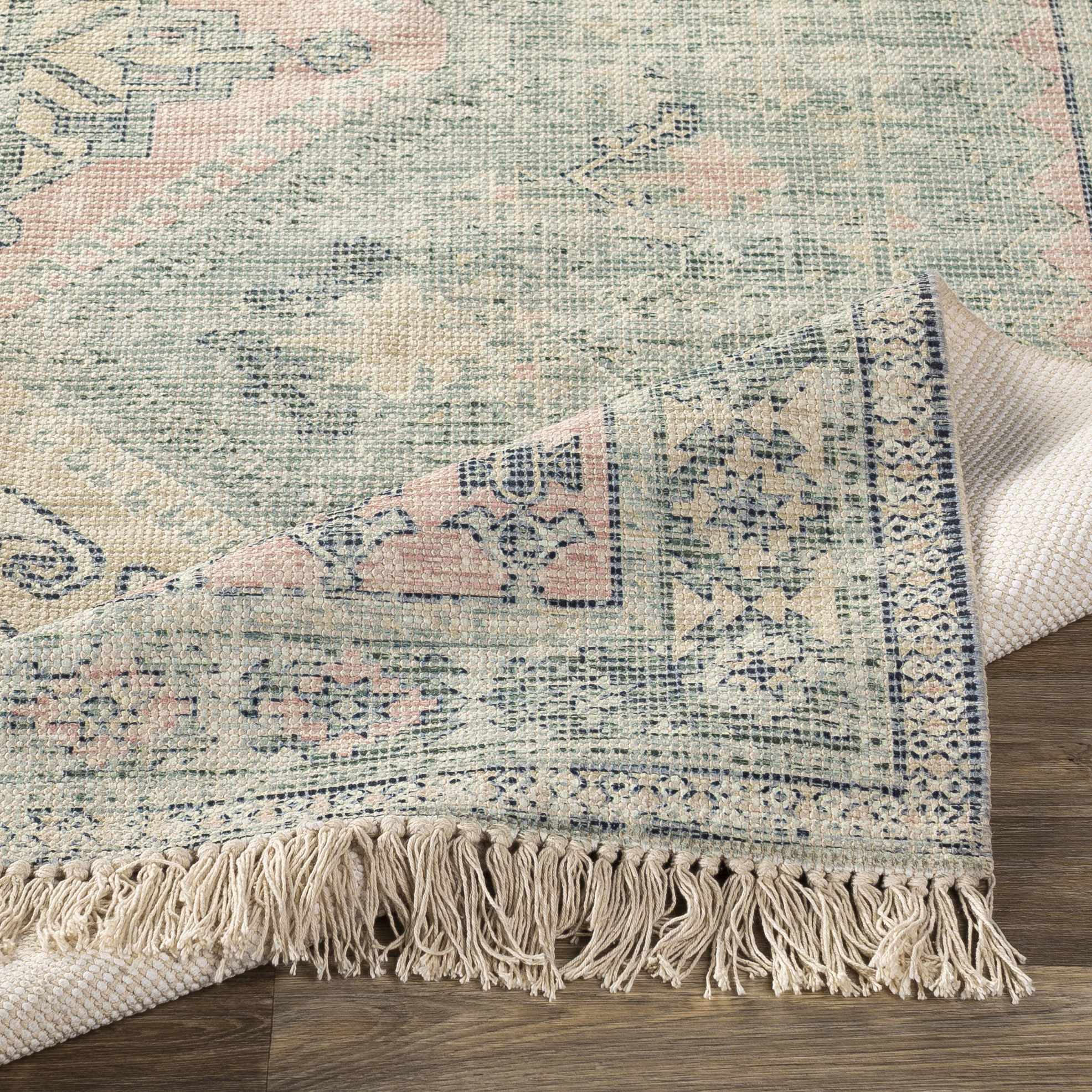 Oriental Modern Sage Handwoven Cotton Area Rug