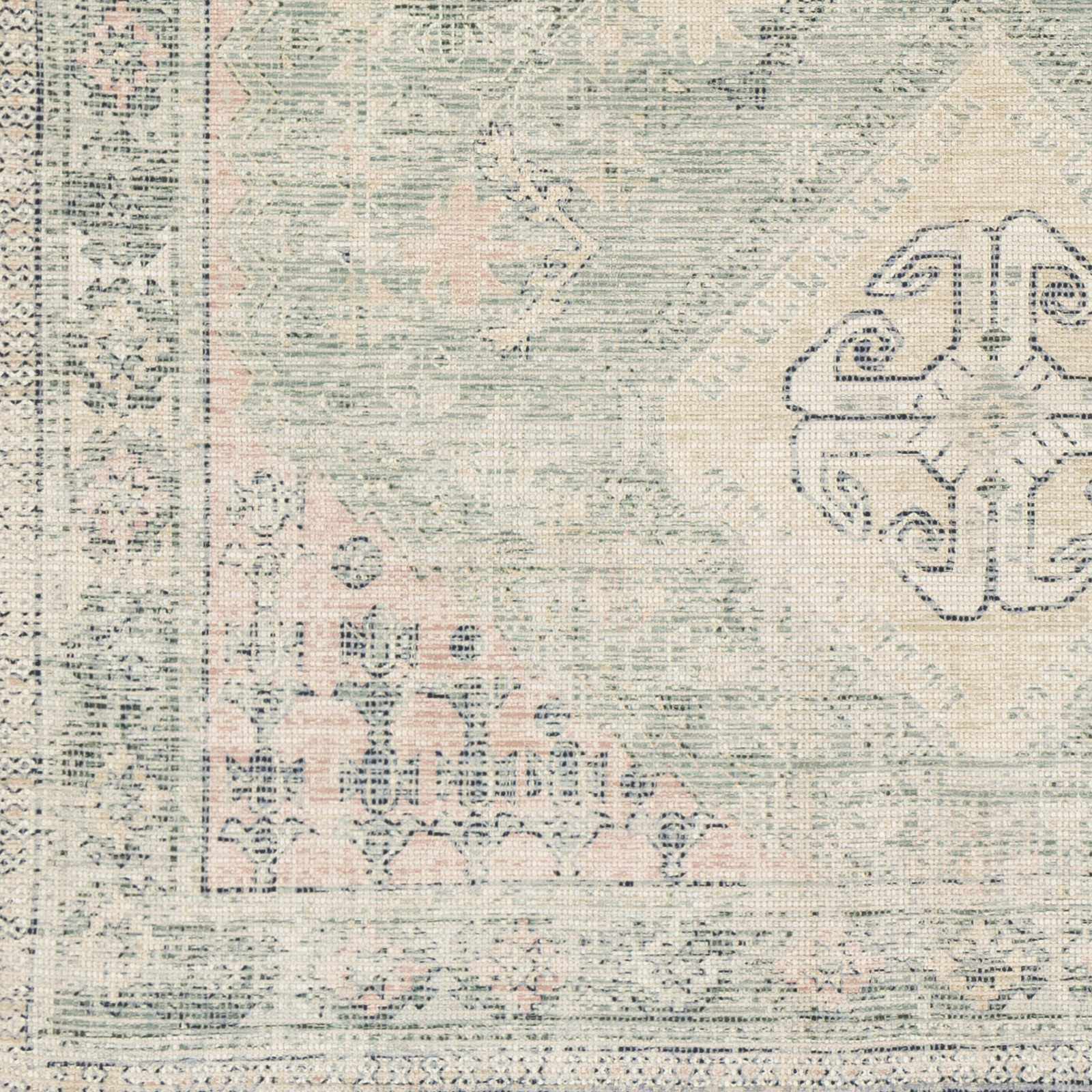 Oriental Modern Sage Handwoven Cotton Area Rug