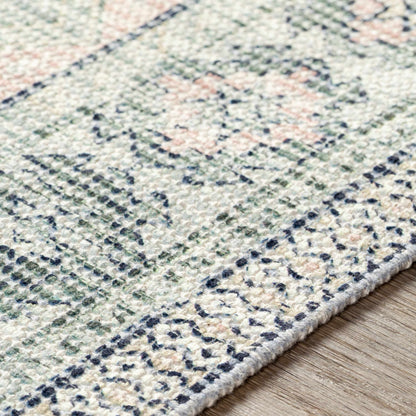 Oriental Modern Sage Handwoven Cotton Area Rug