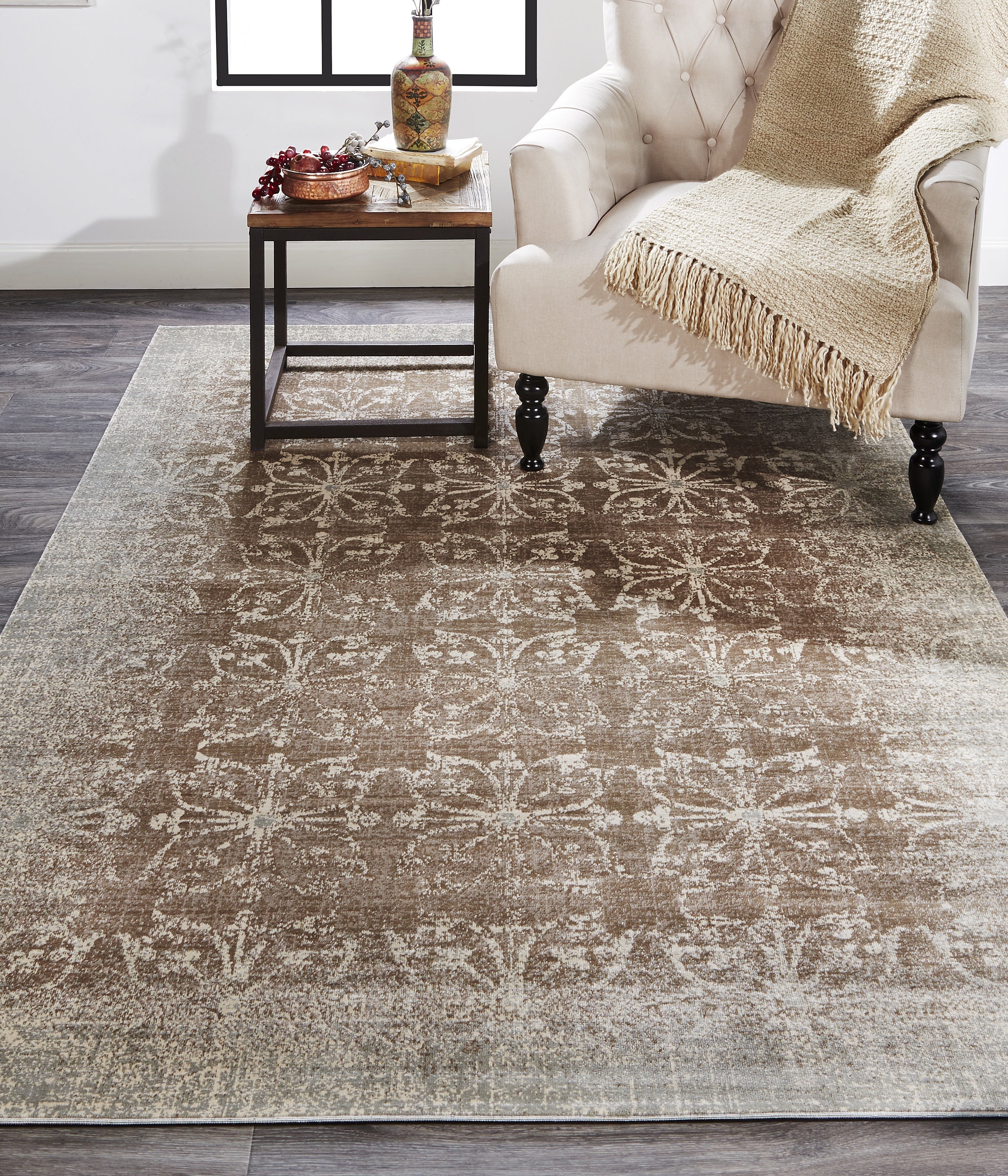 Fiona Transitional Geometric - Brown/Ivory/Gray
