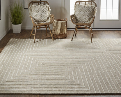 Fenner Transitional Geometric - Taupe/Ivory Area Rug