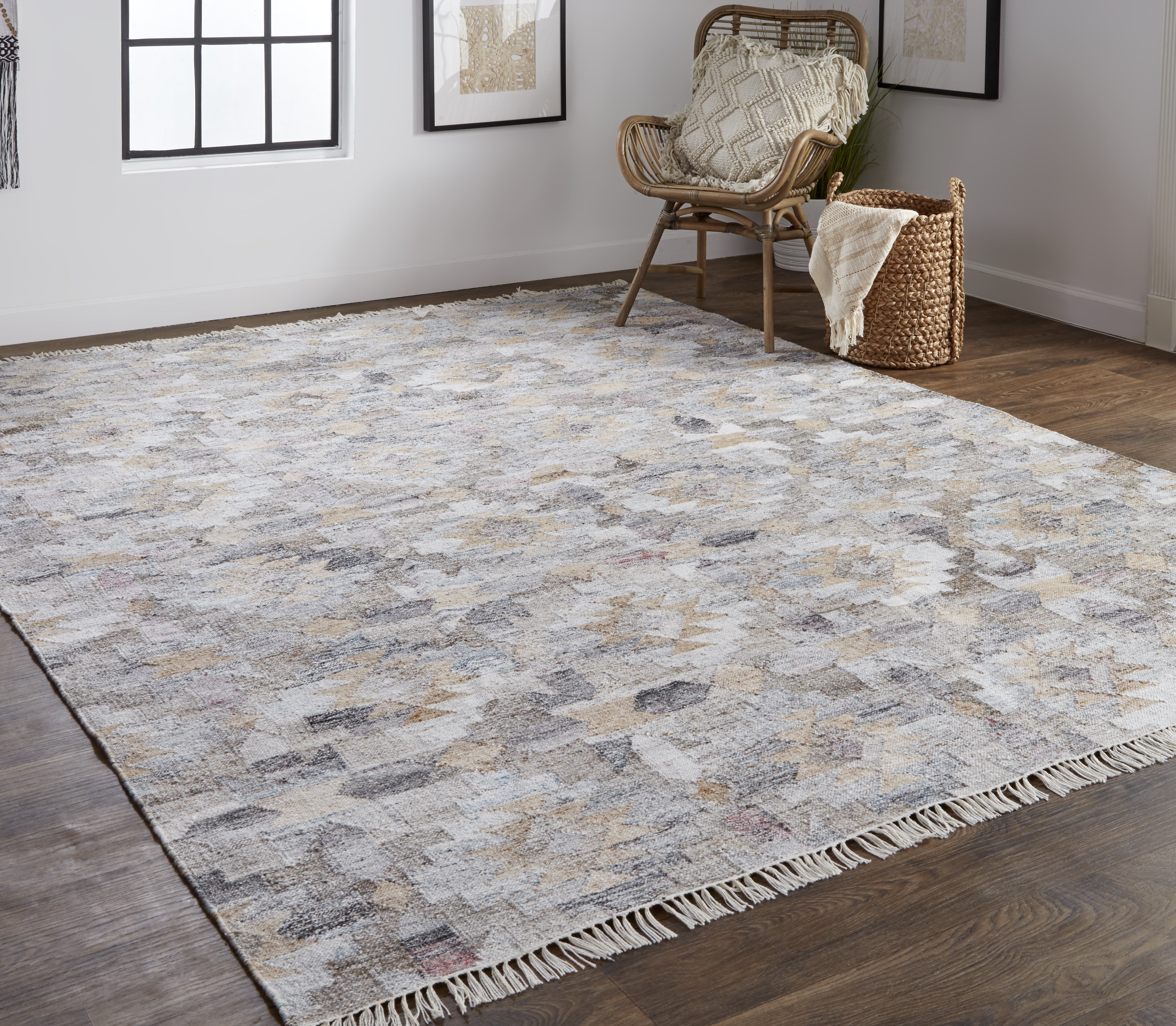 Beckett Transitional Moroccan - Taupe/Gray/Blue Area Rug