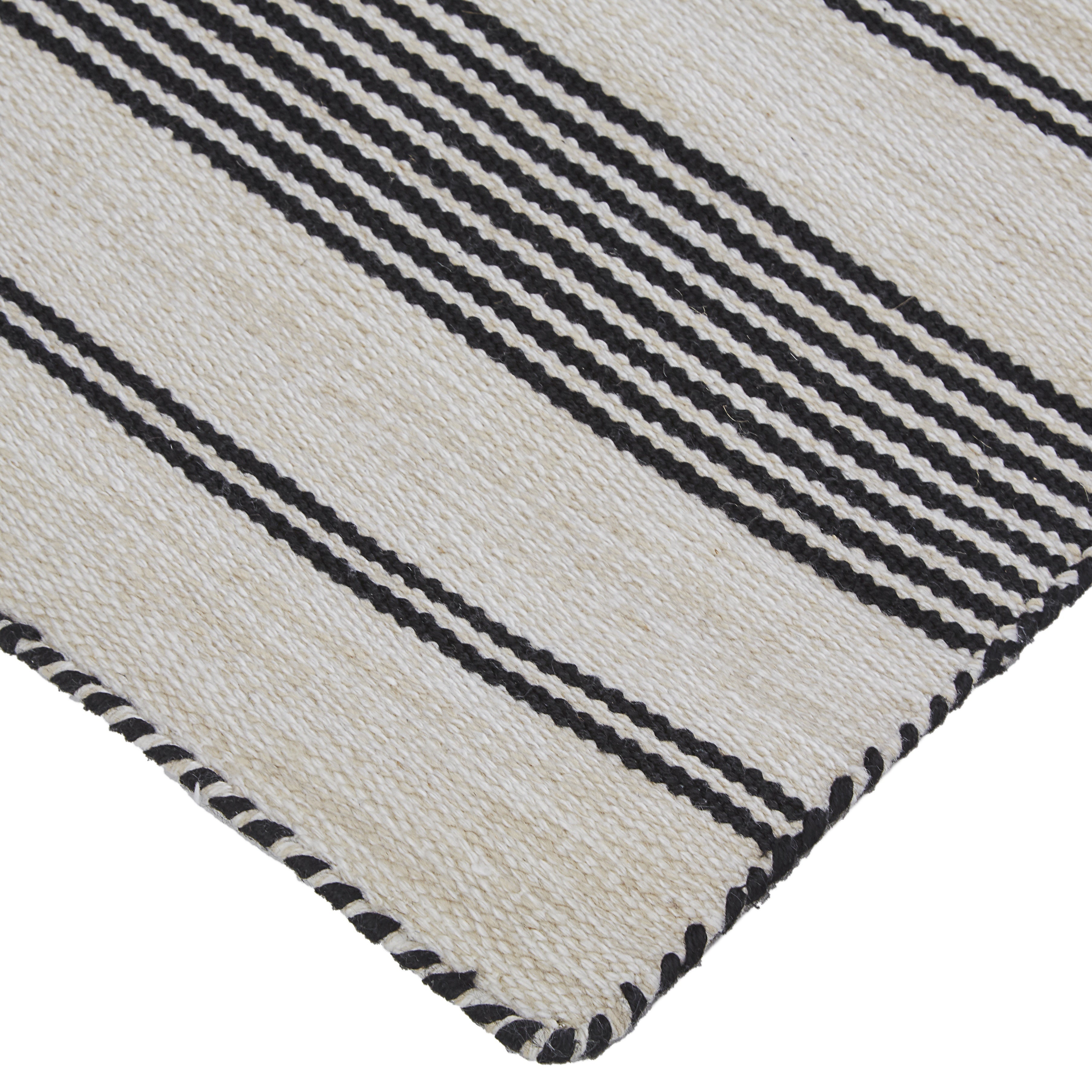 Duprine Transitional Stripes - Black/White/Ivory Area Rug