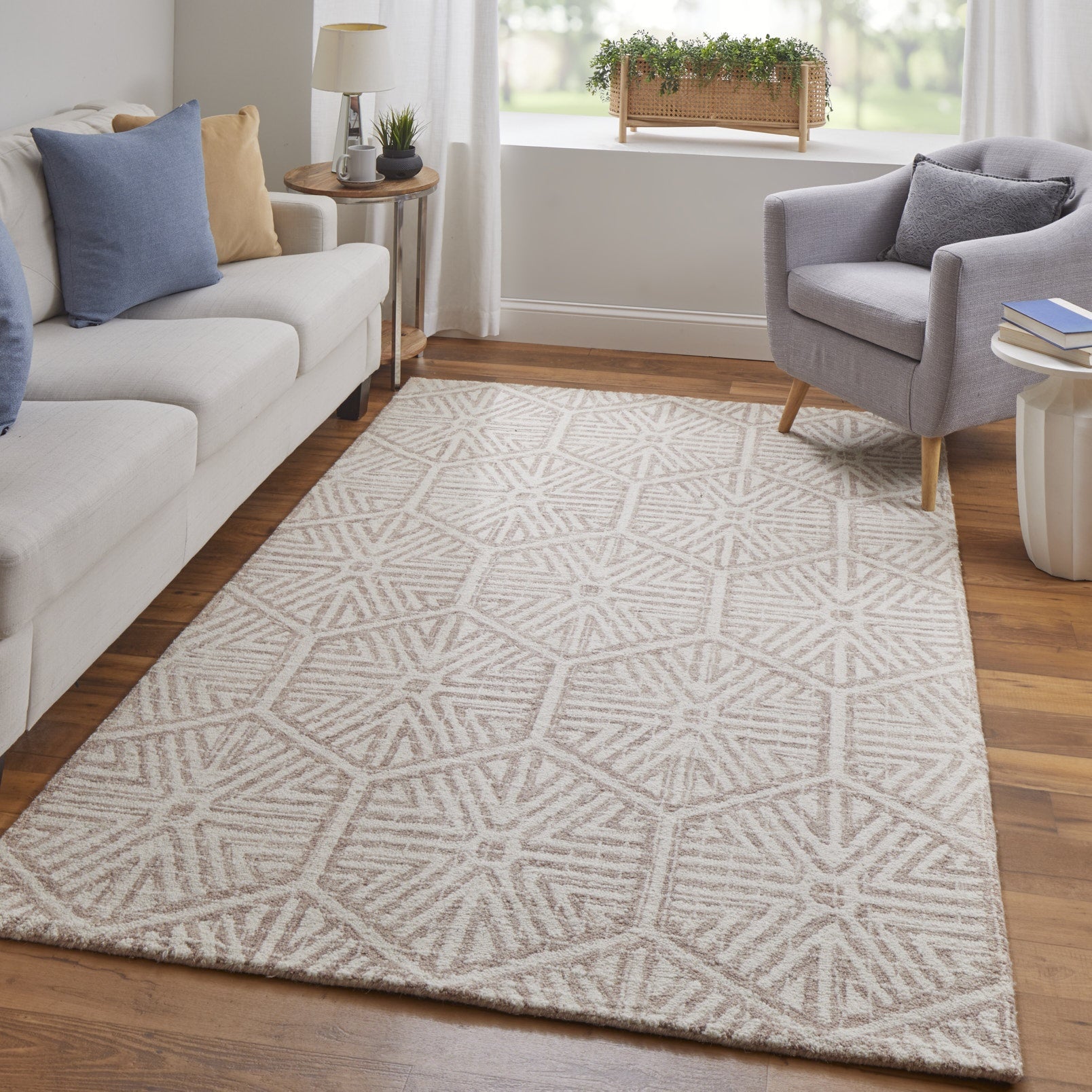Rhett Transitional Geometric - Ivory/Taupe