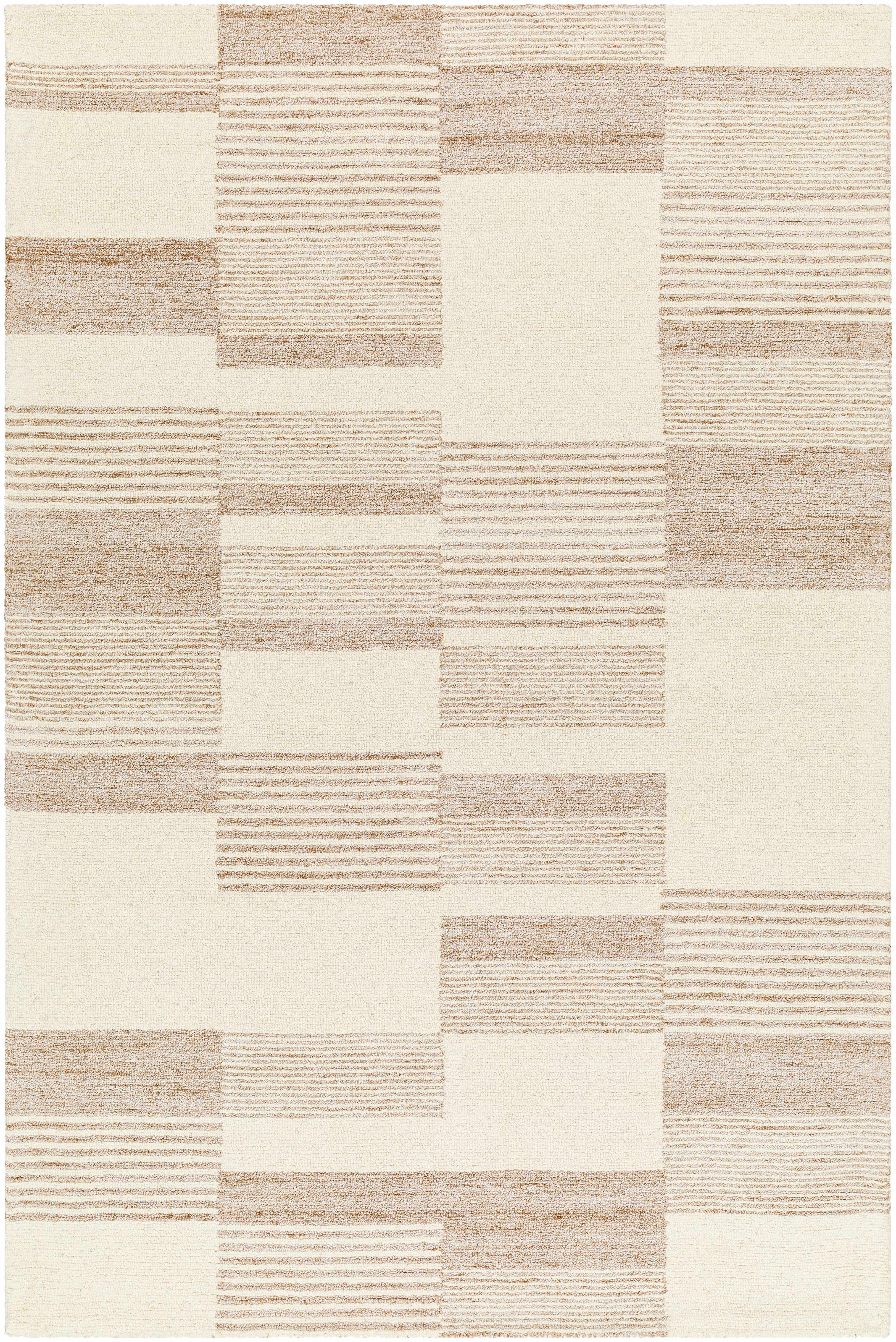 Deluxe Beige Hand Tufted Wool Area Rug
