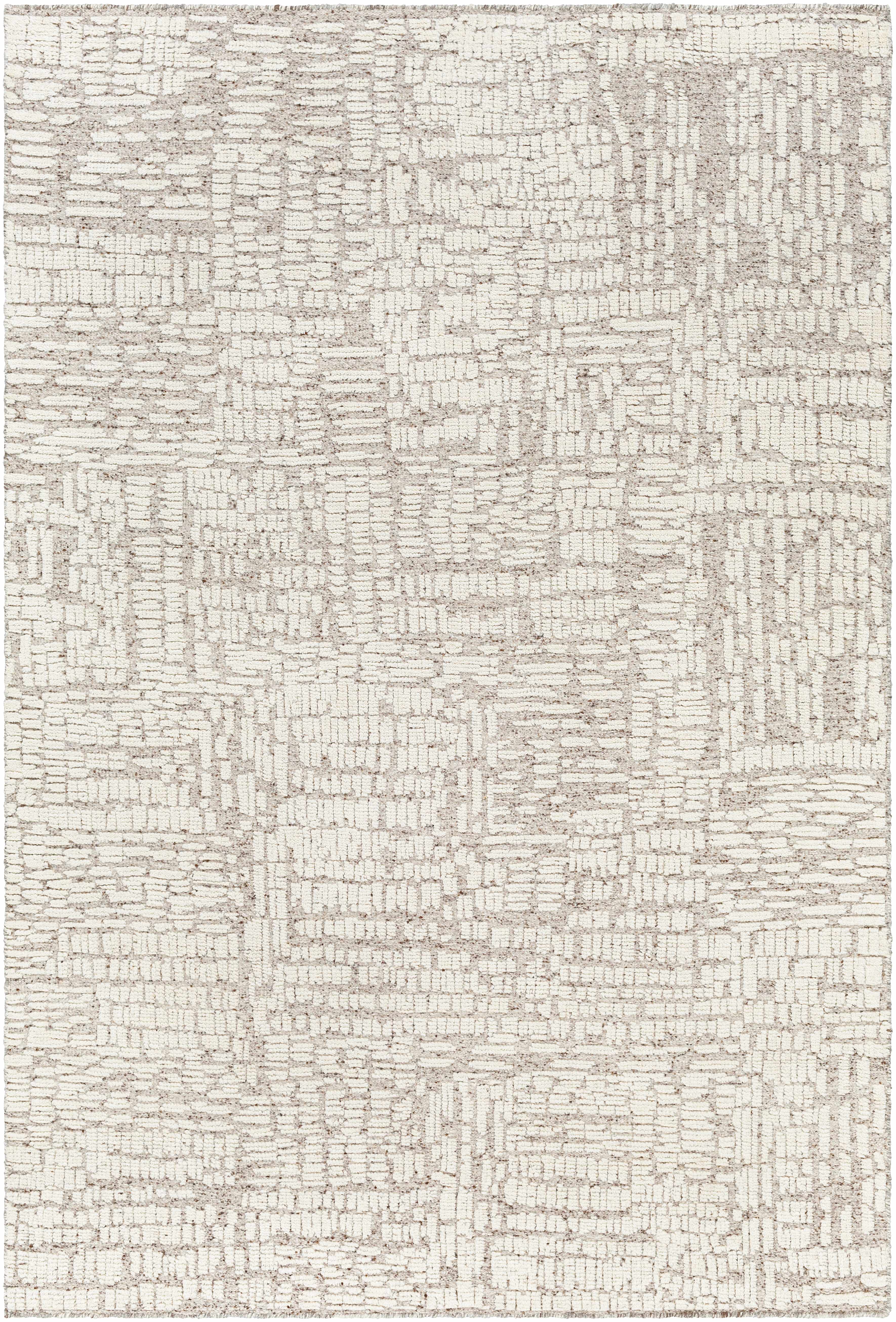 Contemporary Ivory Wool Hand Knotted Area Rug