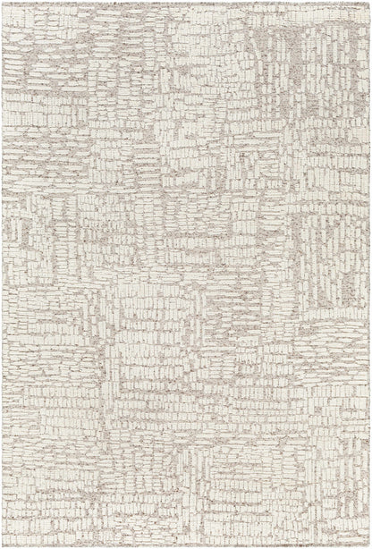 Contemporary Ivory Wool Hand Knotted Area Rug