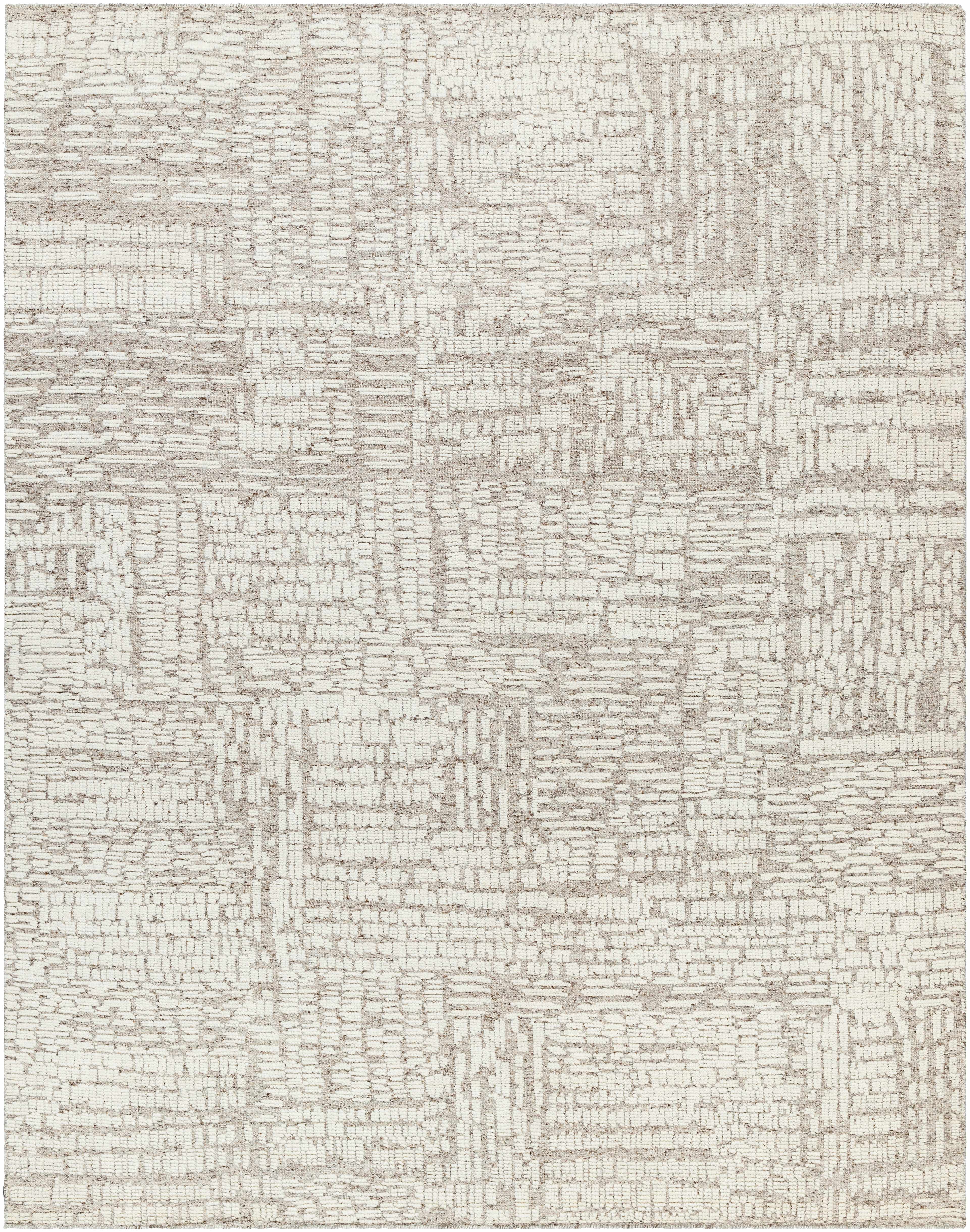 Contemporary Ivory Wool Hand Knotted Area Rug