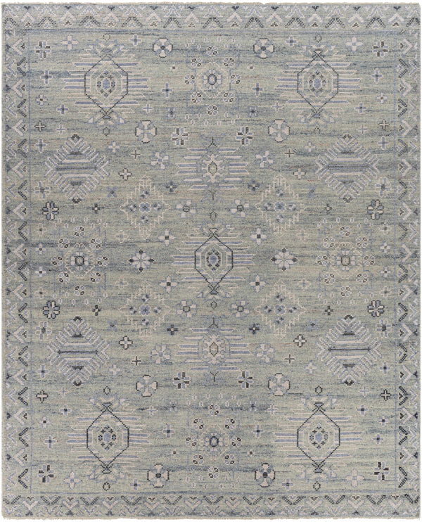 Lustrous Oriental Persian Denim Wool & Viscose Hand Knotted Area Rug