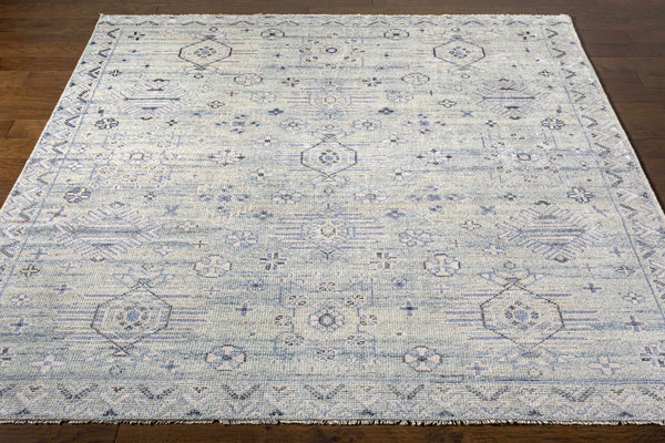 Lustrous Oriental Persian Denim Wool & Viscose Hand Knotted Area Rug