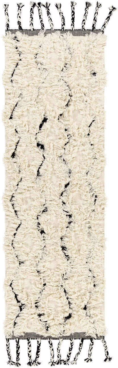 Fancy Cream Hand Woven Wool Area Rug