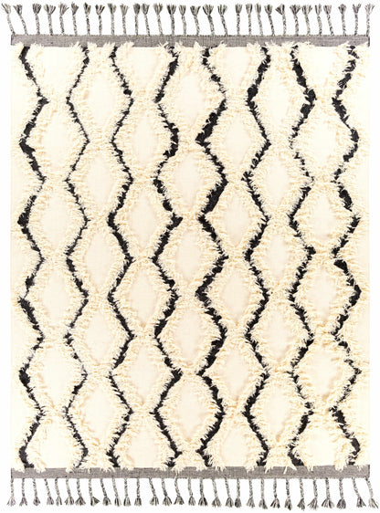 Fancy Cream Hand Woven Wool Area Rug