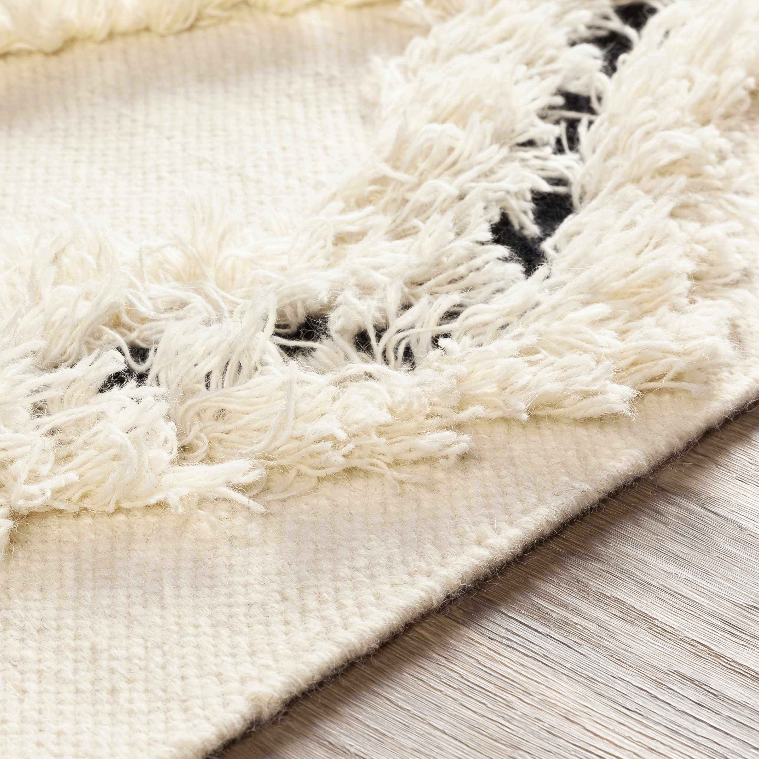 Fancy Cream Hand Woven Wool Area Rug