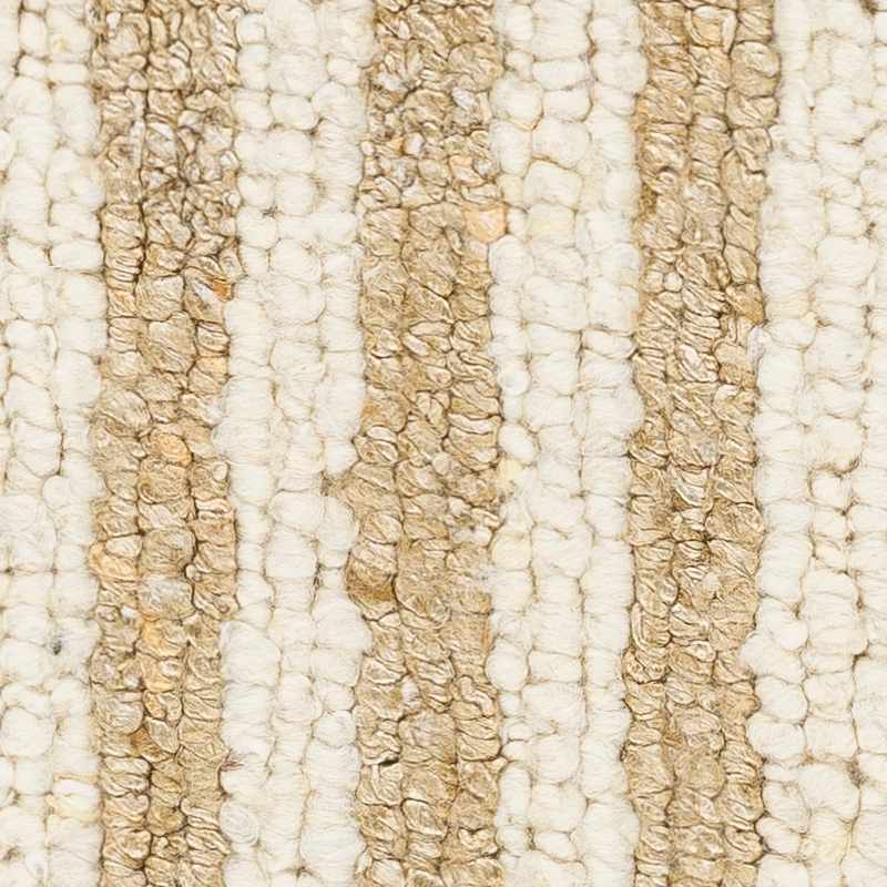 Stunning Natural Striped Beige Wool & Silk Hand Woven Area Rug